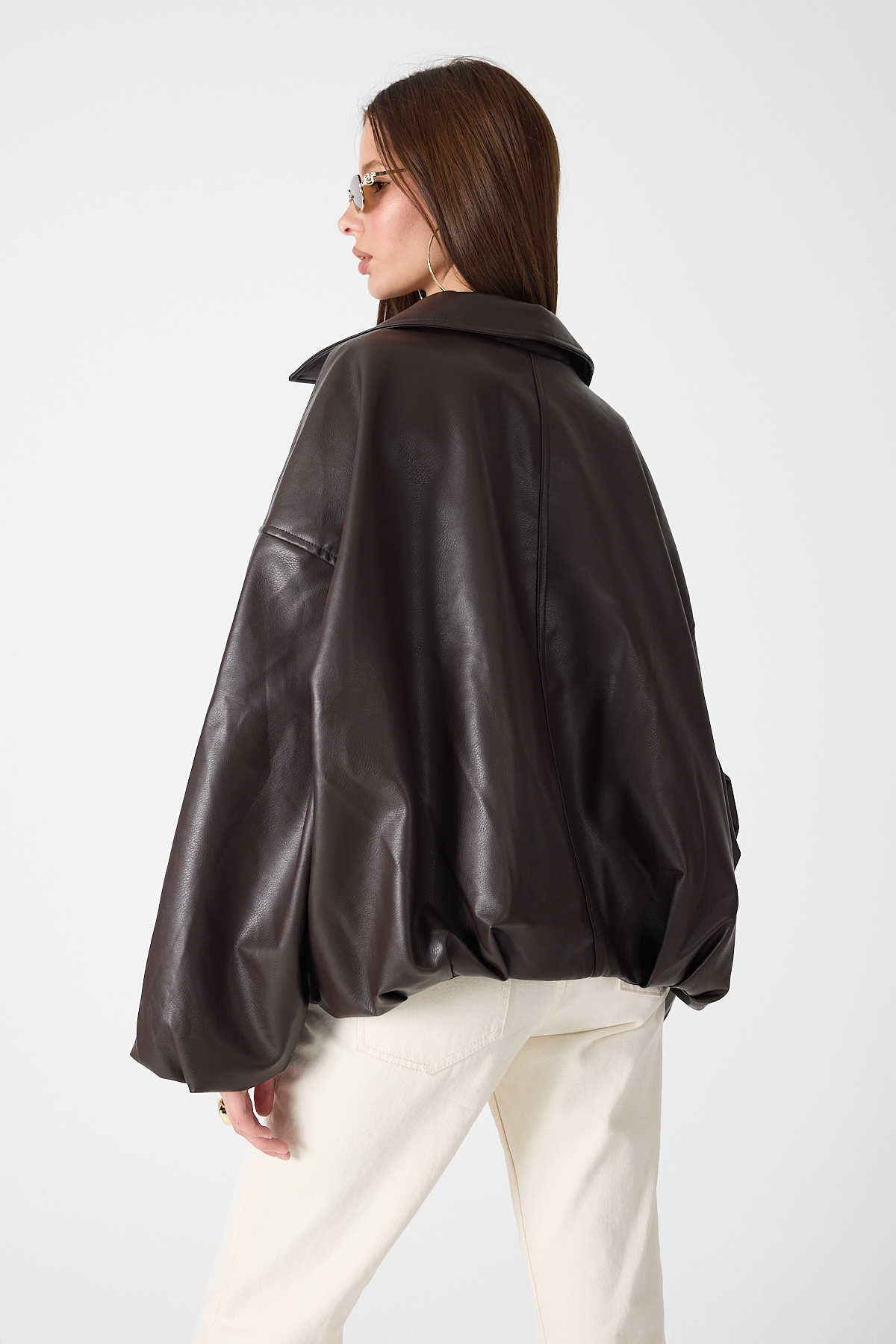 MANMARK  Kadın Oversize Tokalı Kemerli Deri Ceket –Rahat Kalıp,Günlük Dış Giyim| Yeni Sezon Trend Kadın Ceket - Görsel 5