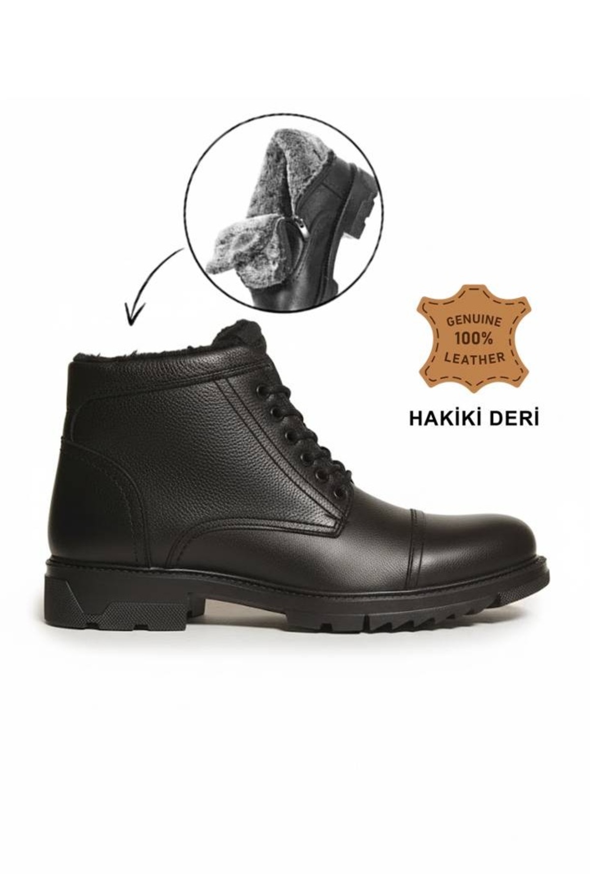 نیم بوت خزدار زیپ‌دار مردانه چرم اصل ۴۲۵۰