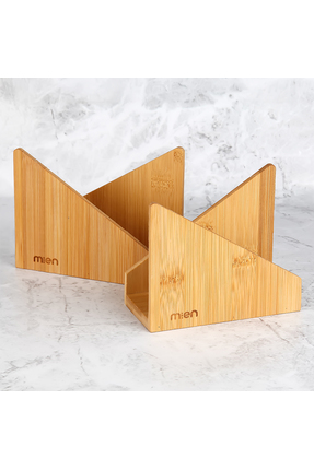 Vera Bambu 2’li Bambu Üçgen Kesim Peçetelik – Doğal Ahşap Masa Düzenleyici