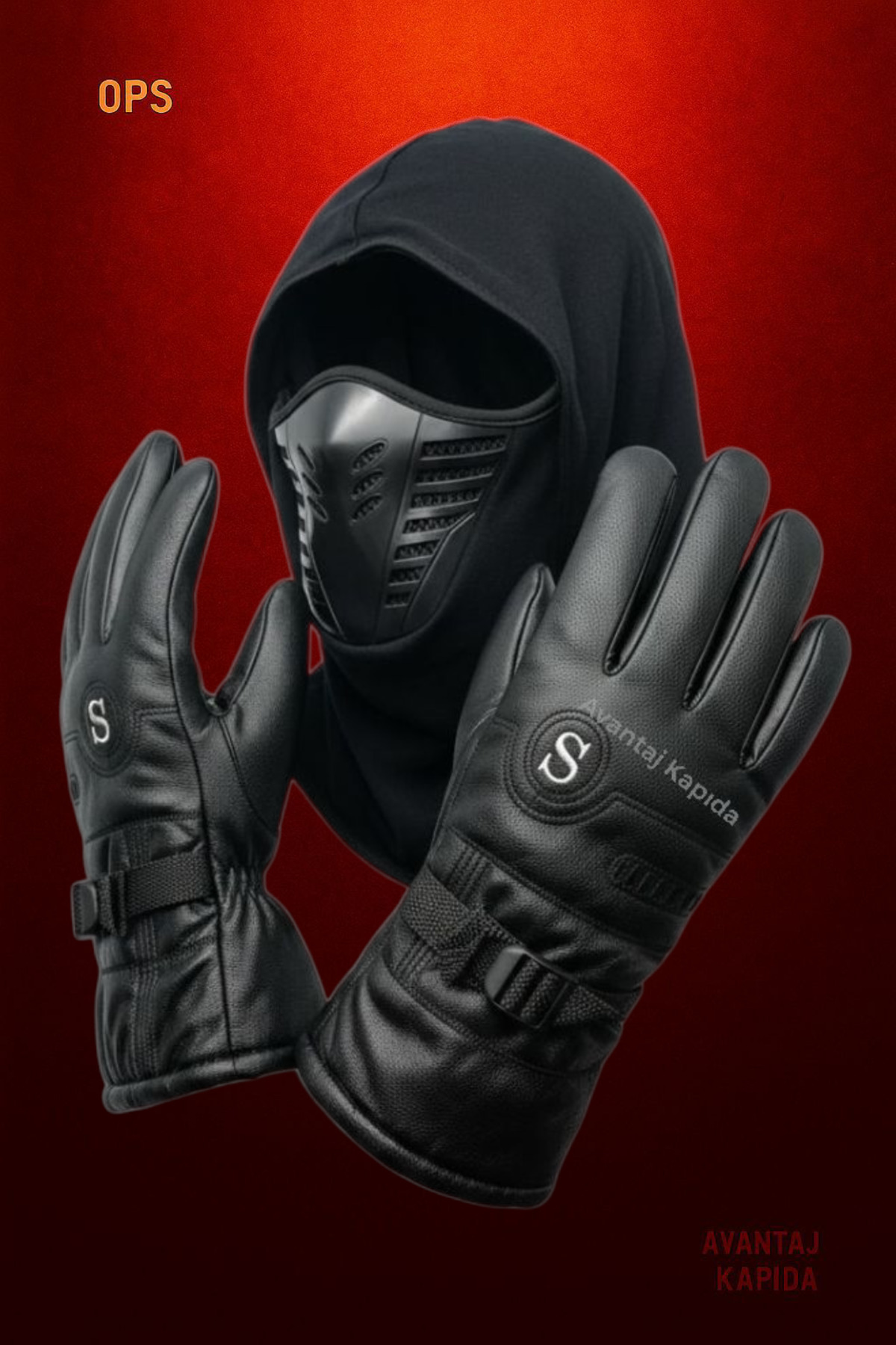 Mustran Motosiklet Eldiveni + Hava Kanallı Taktik Maske 2’li Set Kışlık Su Geçirmez –Rüzgar & Soğuk Korumalı