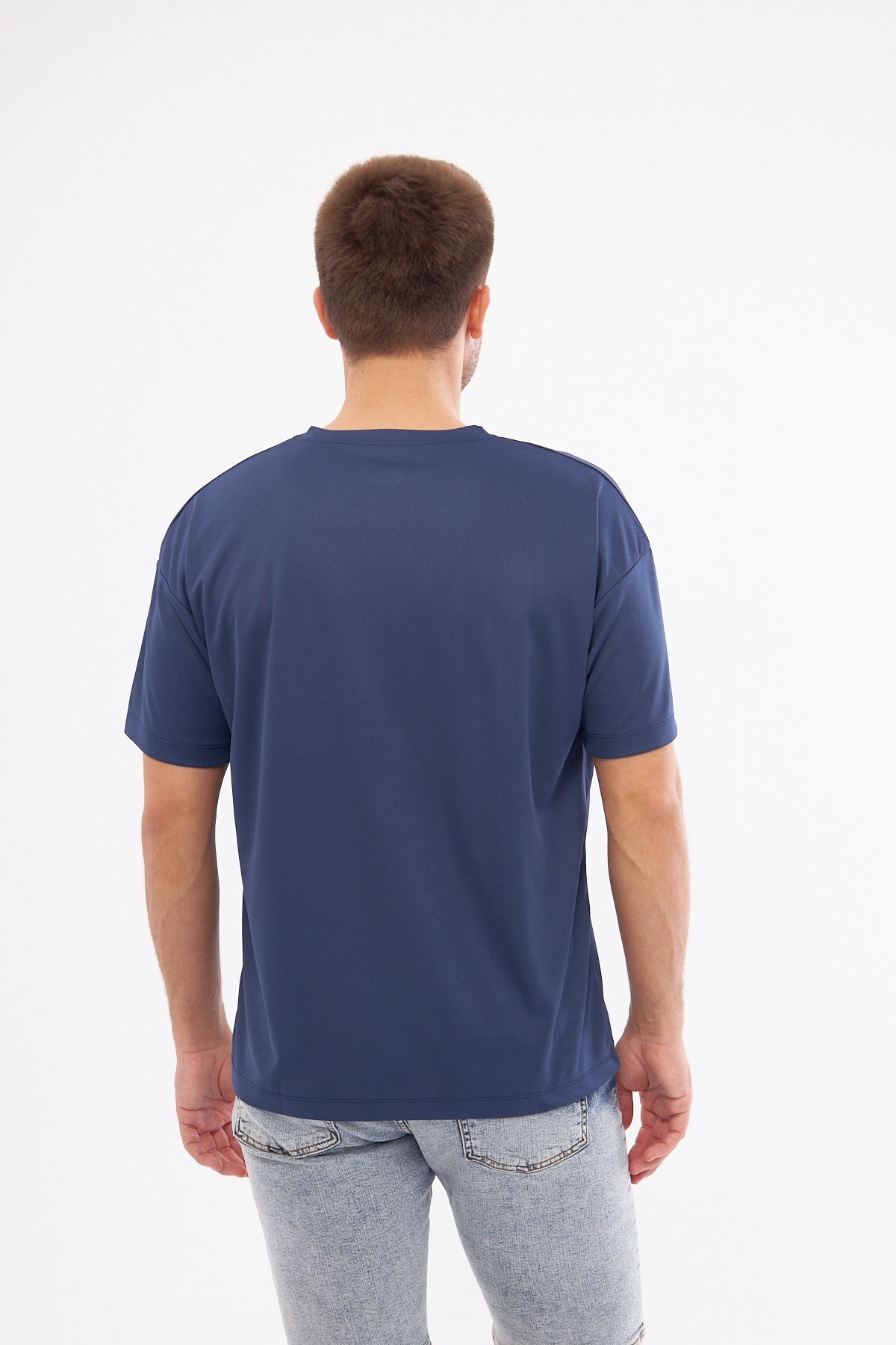 YÜKSEL IŞIK  Spor T-shirt Erkek Lacivert Renk Baskılı Yuvarlak Yaka - Görsel 6