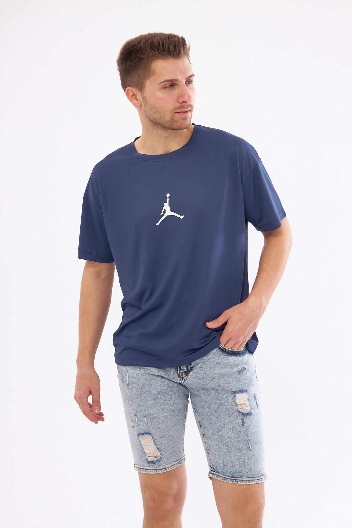 YÜKSEL IŞIK  Spor T-shirt Erkek Lacivert Renk Baskılı Yuvarlak Yaka - Görsel 2