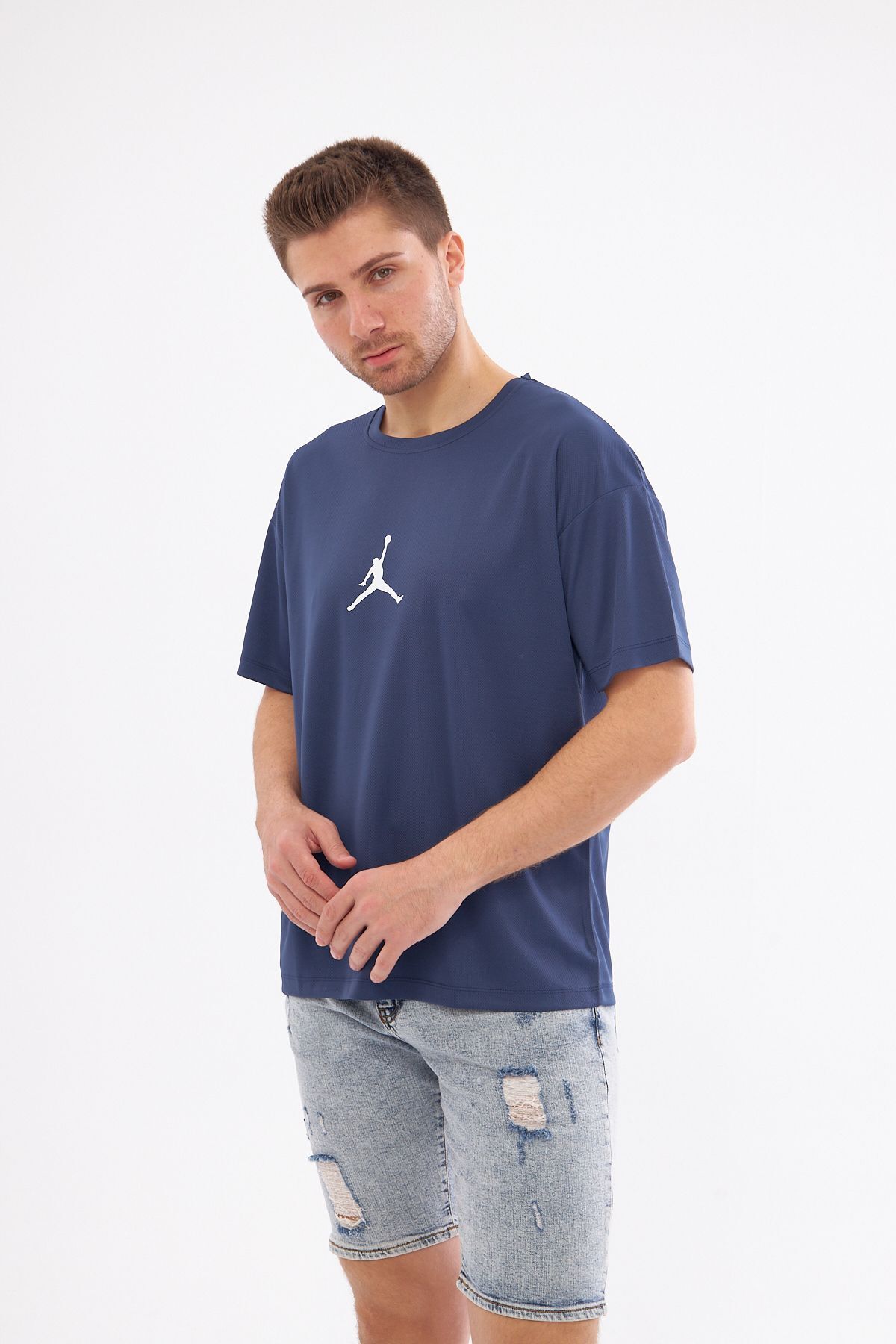 YÜKSEL IŞIK  Spor T-shirt Erkek Lacivert Renk Baskılı Yuvarlak Yaka - Görsel 4