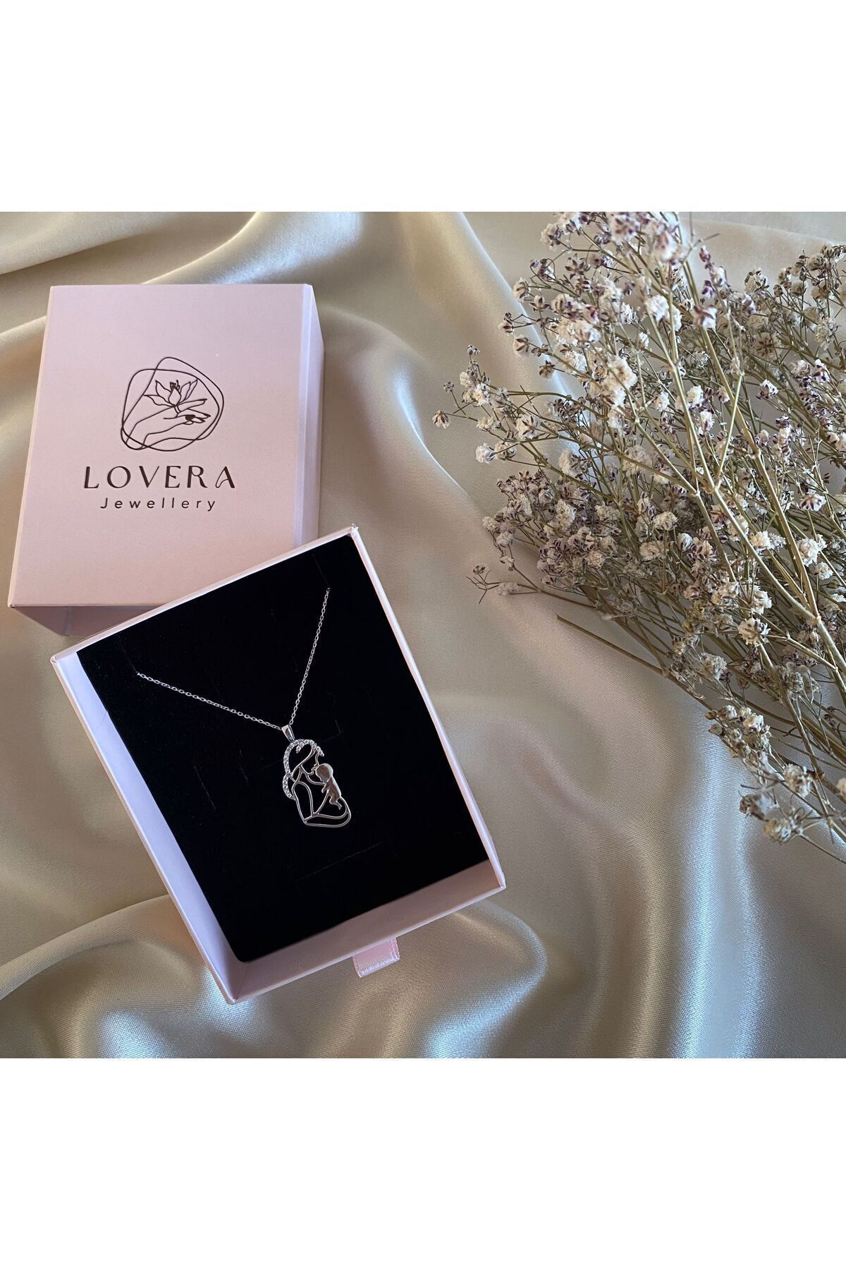Lovera Jewellery 925 Ayar Gümüş Anne Ve Bebek Kadın Kolye | Zarif Hediyelik Takı Şık Doğum Günü Hediyesi fotoğrafı 3 (önizleme)