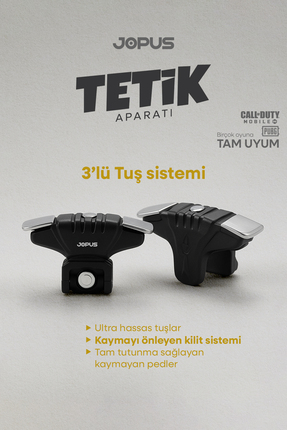 Jopus Pubg Tetik Aparatı Mobil Oyun Mekanik Metal Ateş Tuşu - Siyah