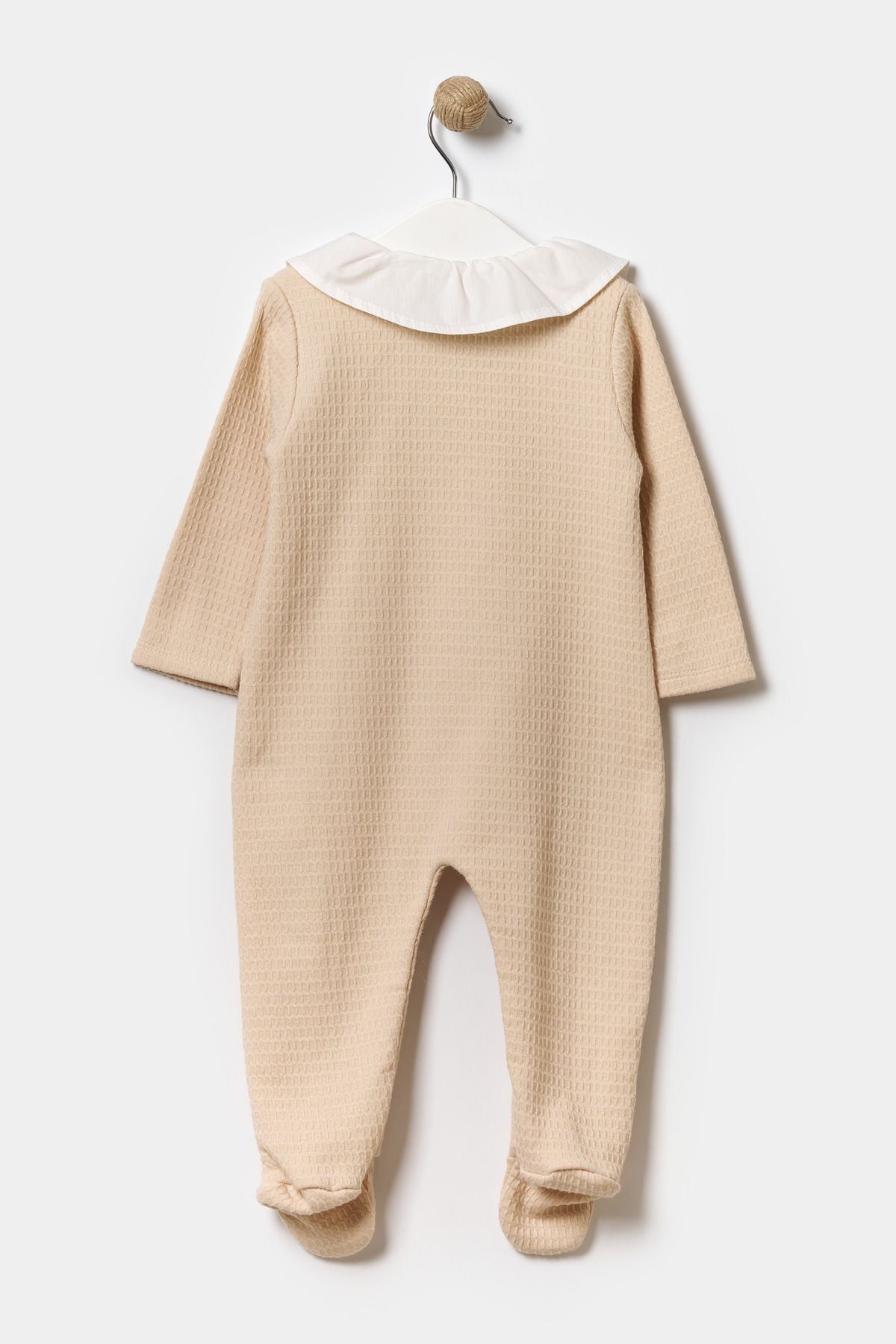 Minipodyum Mevsimlik Uzun Kollu Bebe Yakalı %100 Pamuk Çıtçıtlı Kız Bebek Patikli Tulum 3-9 Ay fotoğrafı 4 (önizleme)