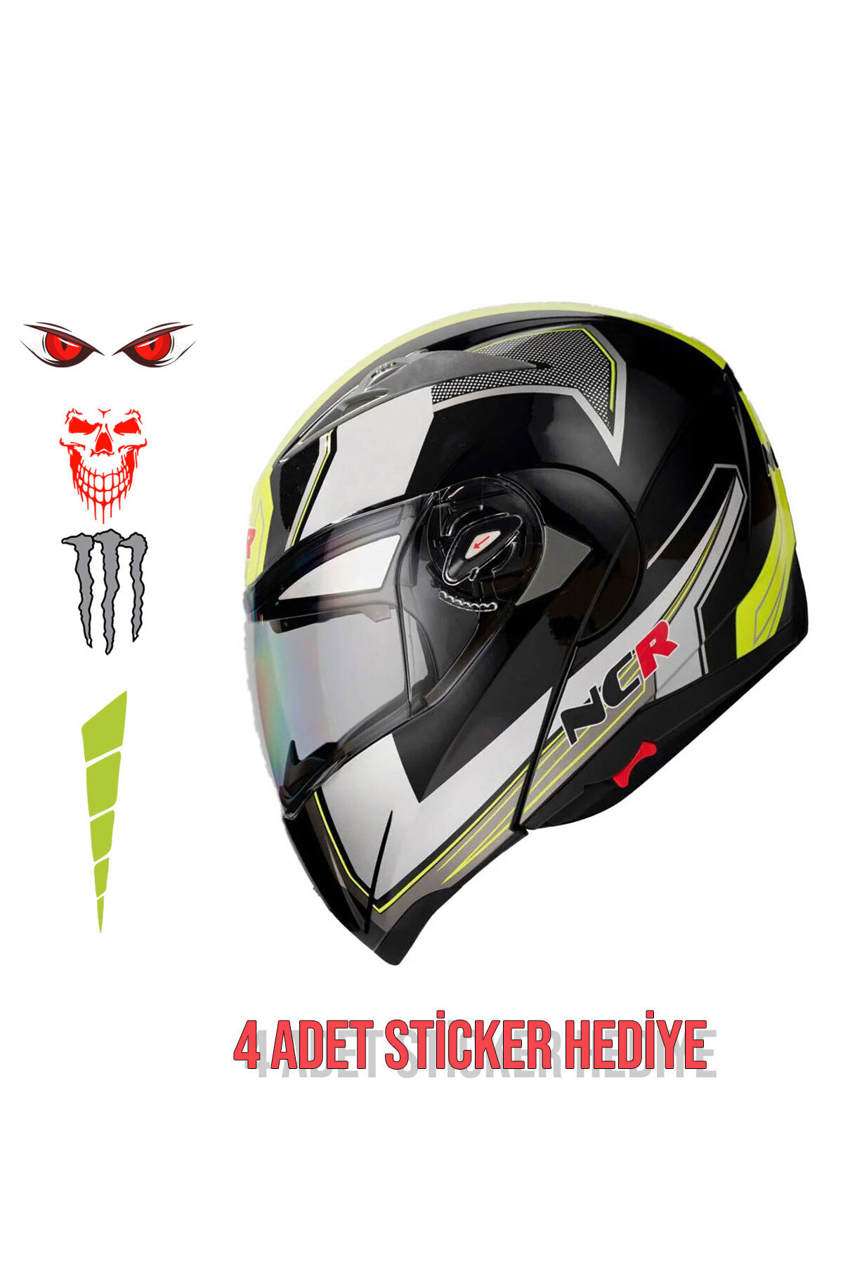 NCR Çene Açılır Sarı Grafik Kask (ECE BELGELİ)