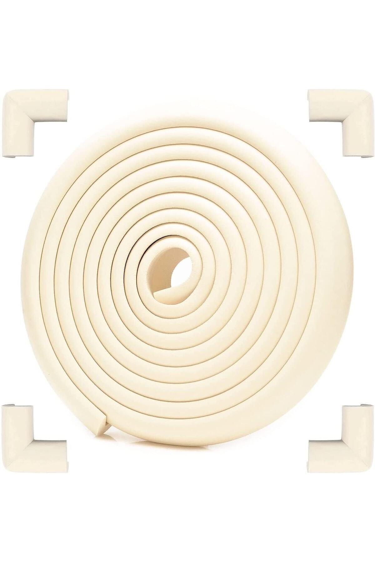 Miningaa 3m Bant Hediyeli 2 Metre 4 Adet Köşe Koruyuculu Esnek Ve Yumuşak Kauçuk Krem Renk Kenar Koruyucu fotoğrafı 3 (önizleme)