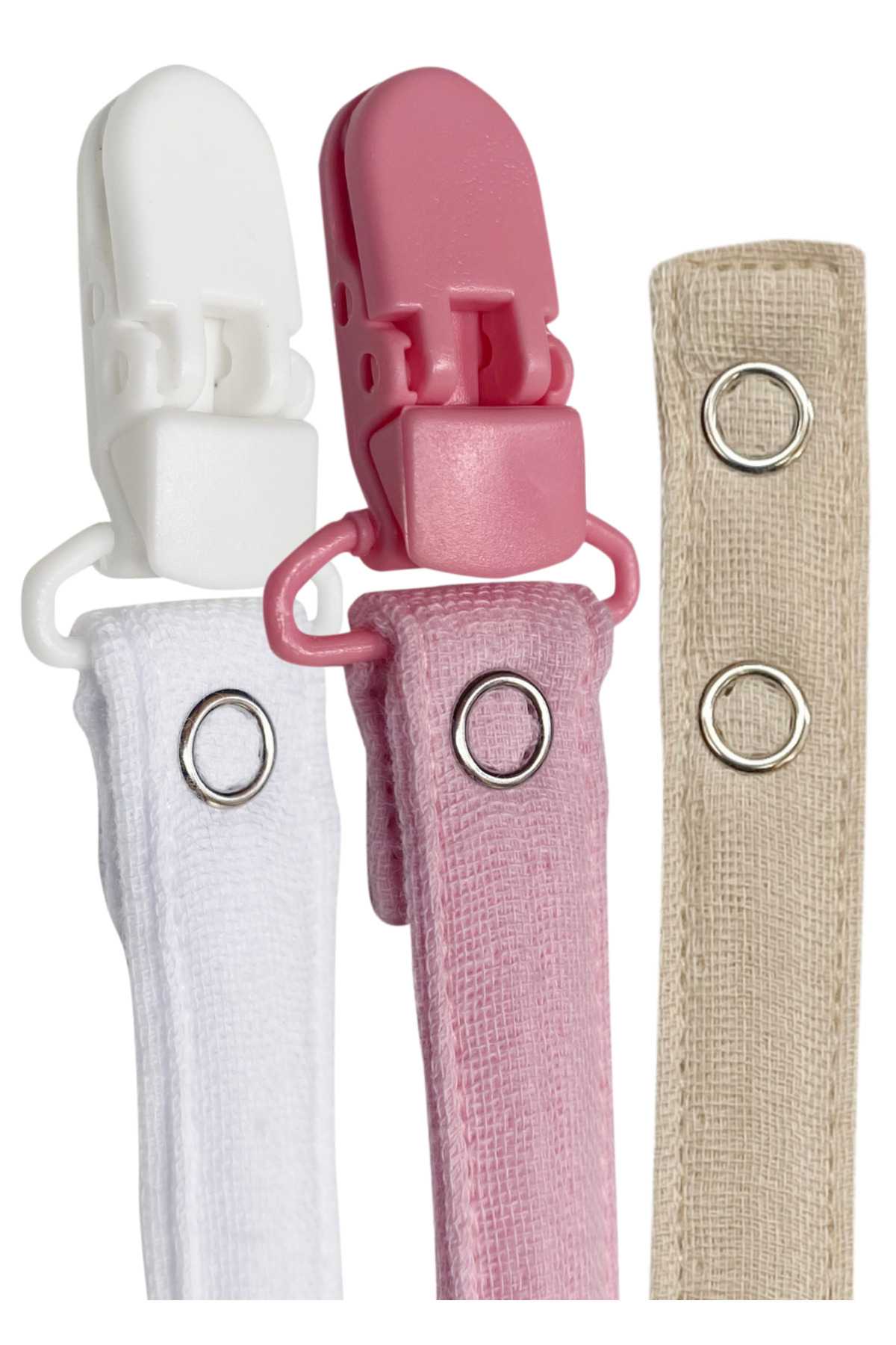 Joyous Mom Kids 3'lü Pamuk Müslin Bebek Emzik Askısı 2 Plastik Klips Kolay Açılır Emzik Tutacağı /emzik Zinciri fotoğrafı 4 (önizleme)
