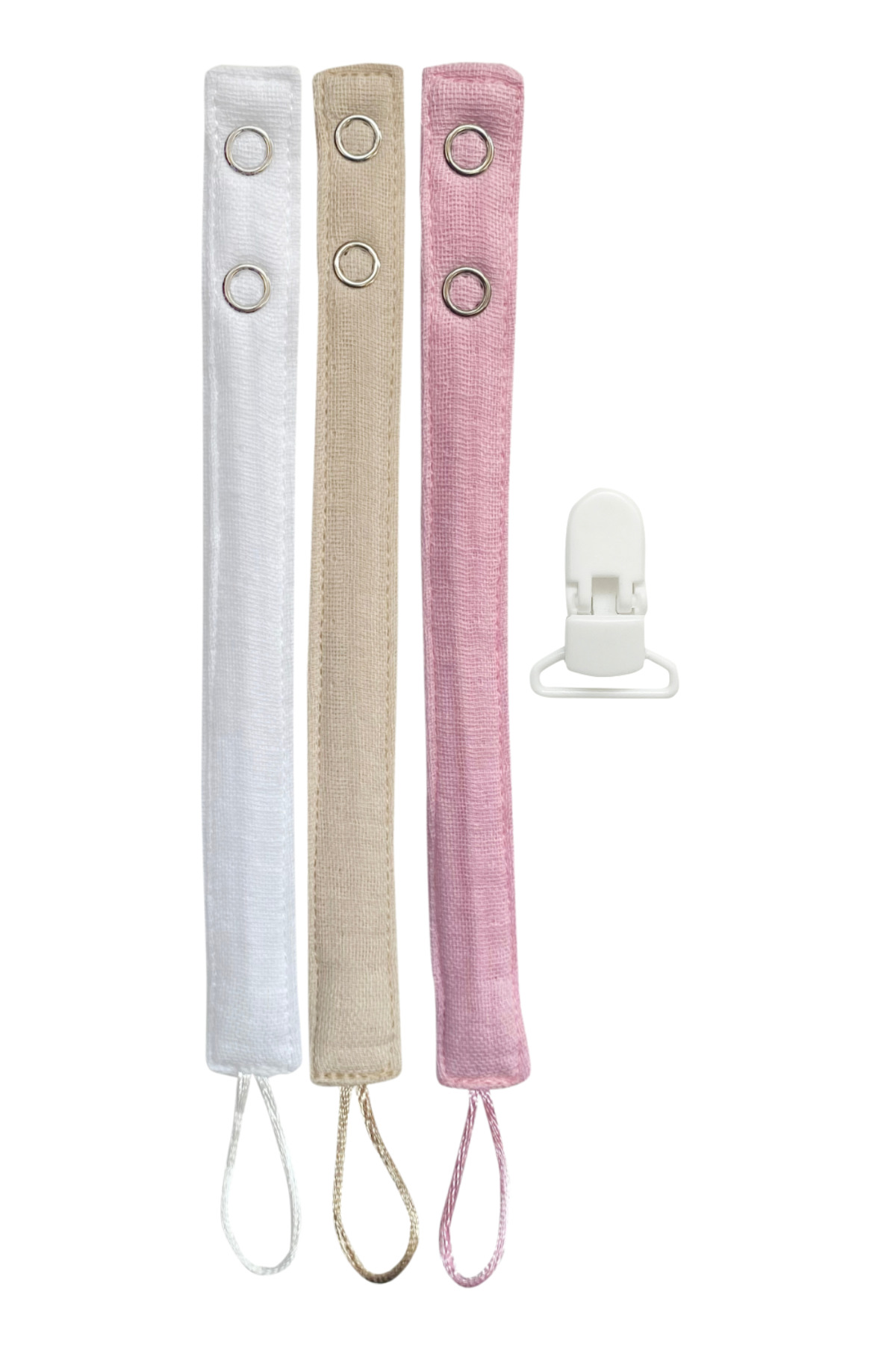 Joyous Mom Kids Pamuk Müslin Bebek Emzik Askısı Plastik Klips Kolay Açılır Emzik Tutacağı fotoğrafı 2 (önizleme)