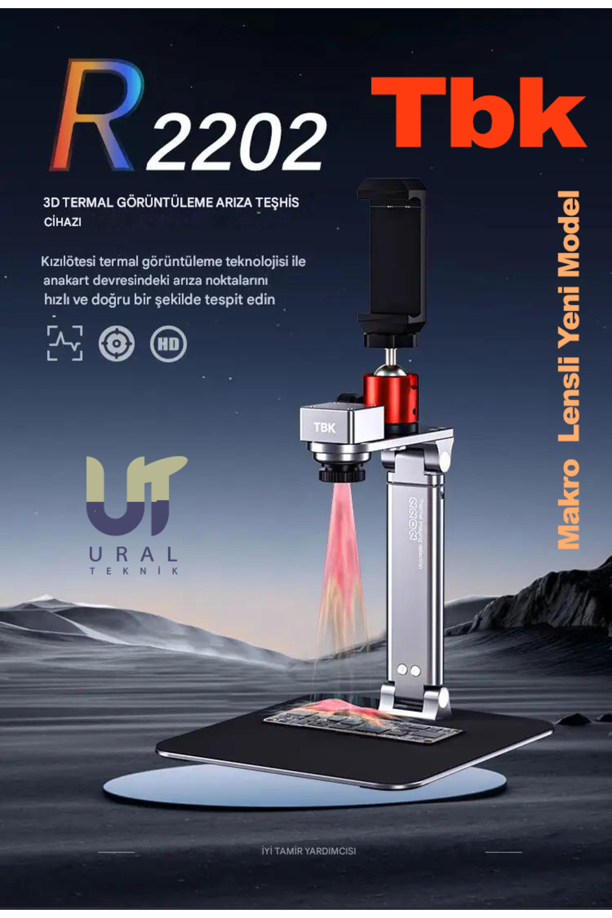 UralTeknik TBK R2202 Yeni Makro Lensli kızılötesi termal kamera elektronik anakart test arıza tespit kamerası