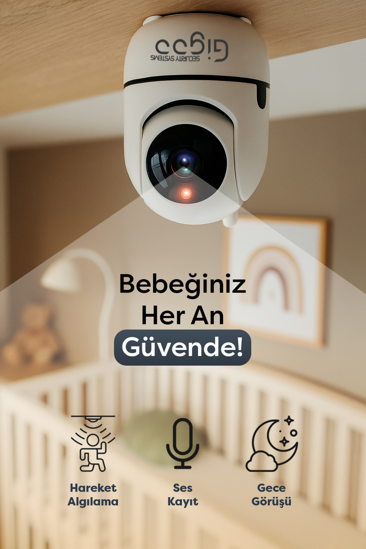 Gigoo 1080P Wifi Kamera Kablosuz IP Kamera Bebek Kamerası fotoğrafı 2 (önizleme)