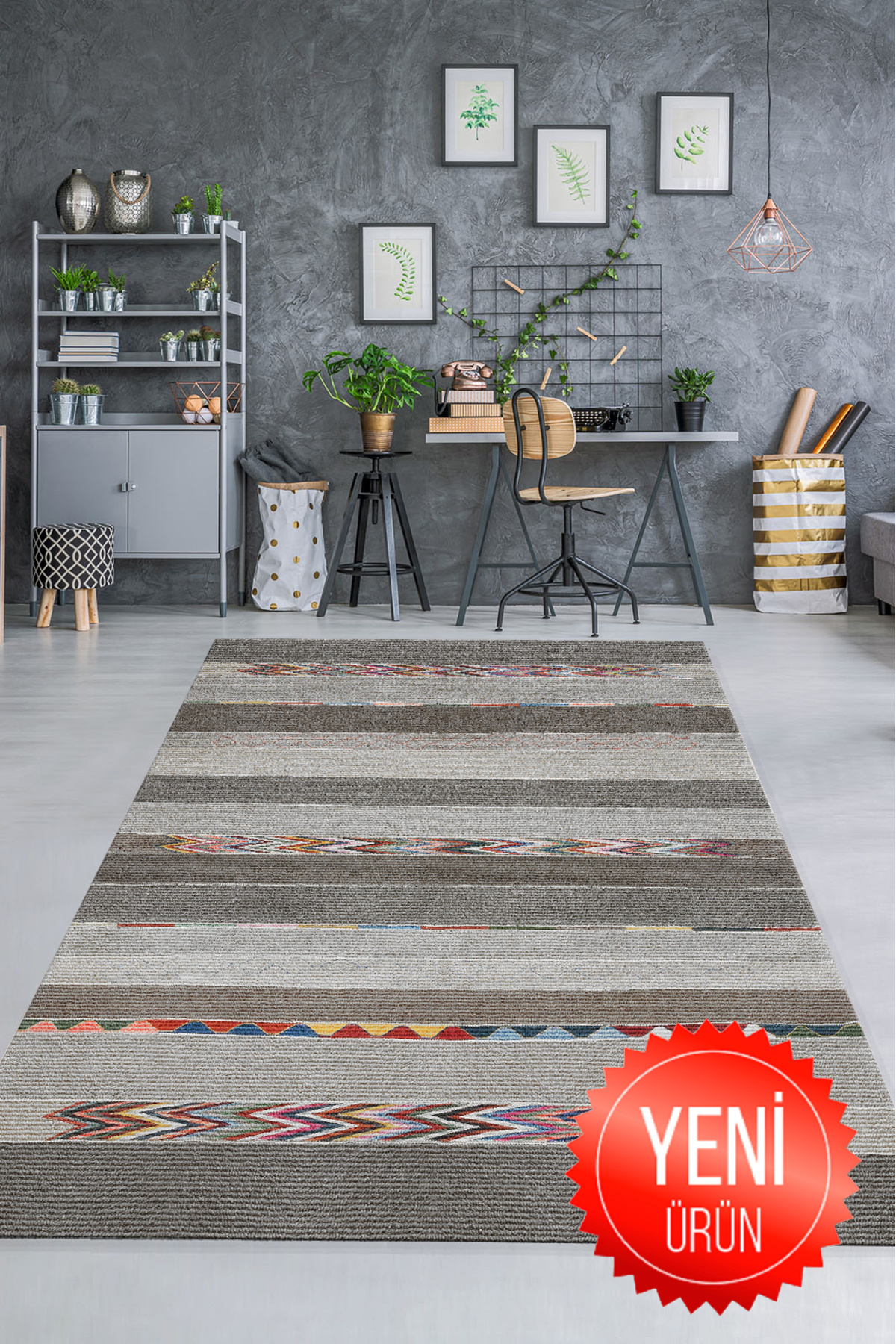 GECE HOME KİLİM DESENLİ DİJİTAL BASKILI Kaymaz Taban Yıkanabilir Modern Mutfak Halısı Salon Halısı Yolluk