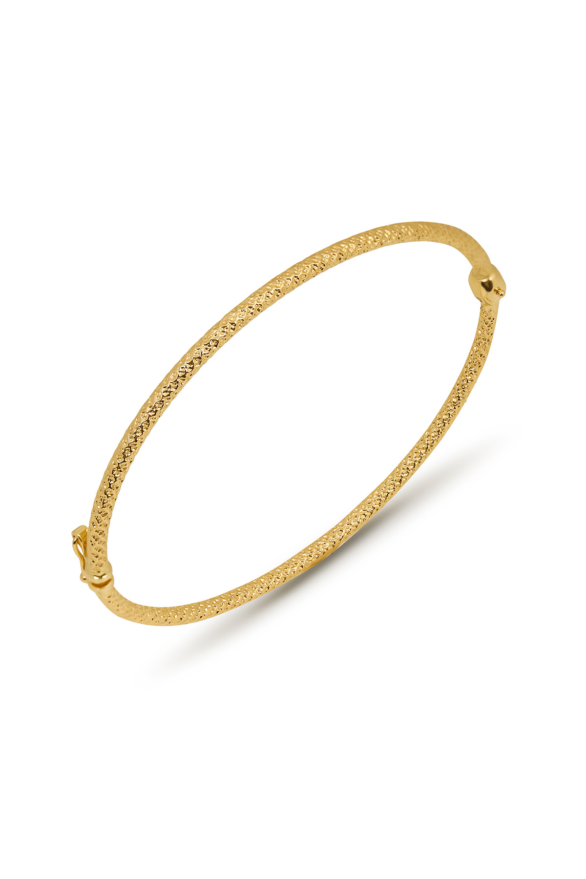 Altınkesesi 14 Ayar Altın Ince Lazerli Kelepçe Bilezik 2.5 mm