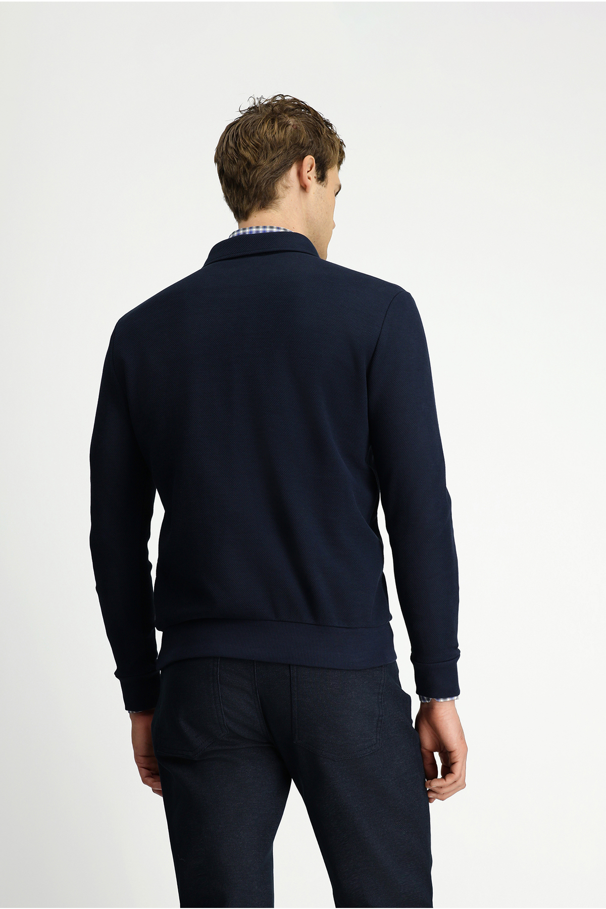 Kiğılı  Polo Yaka Regular Fit Desenli Cepli Pamuk Sweatshirt - Görsel 5