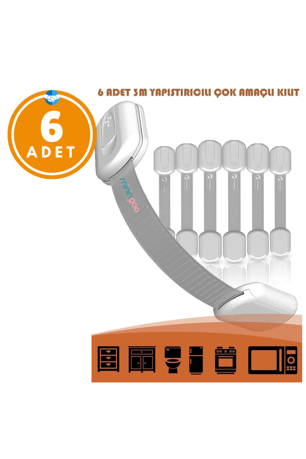 Miningaa 6 Adet Iz Bırakmaz Kolay Montaj Çocuk Bebek Koruma Mobilya Çekmece Dolap Güvenlik Kilidi fotoğrafı 7 (önizleme)