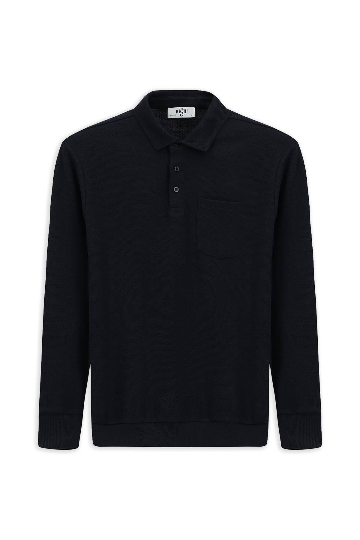 Kiğılı  Polo Yaka Regular Fit Desenli Cepli Pamuk Sweatshirt - Görsel 7