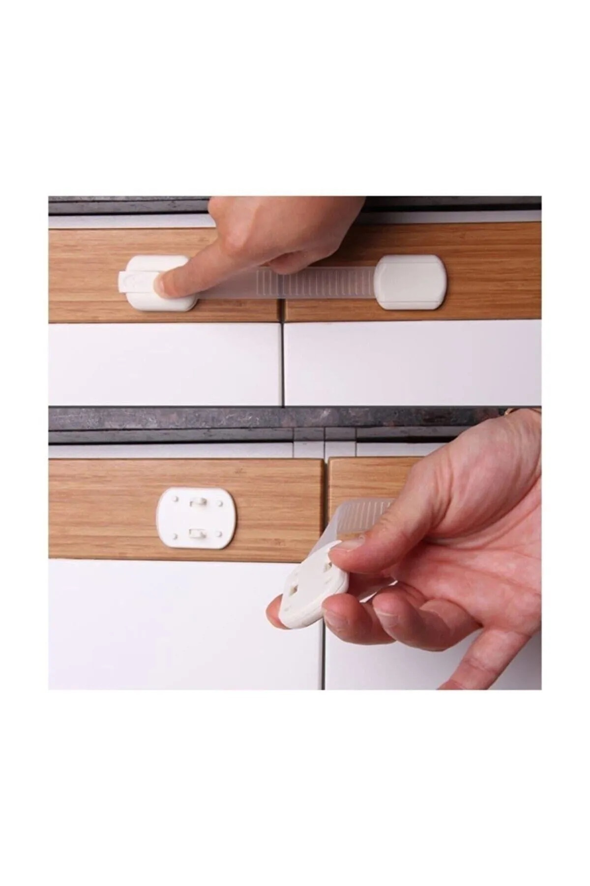 Miningaa A Kalite 2 Adet iz Bırakmaz Yapışkanlı Ayarlanabilir Boyut  Dolap Ve Kapı Kilidi Bebek Güvenlik fotoğrafı 7 (önizleme)