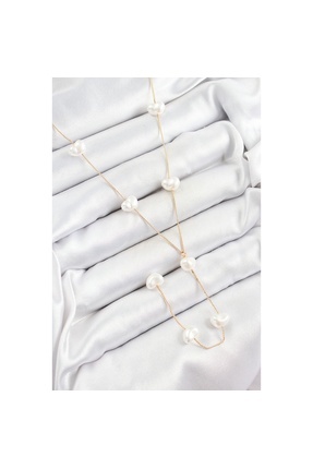 Genel Markalar Pirinç İncili Kalp Figürlü Y Model Gold Renk Kadın Kolye - Lis...