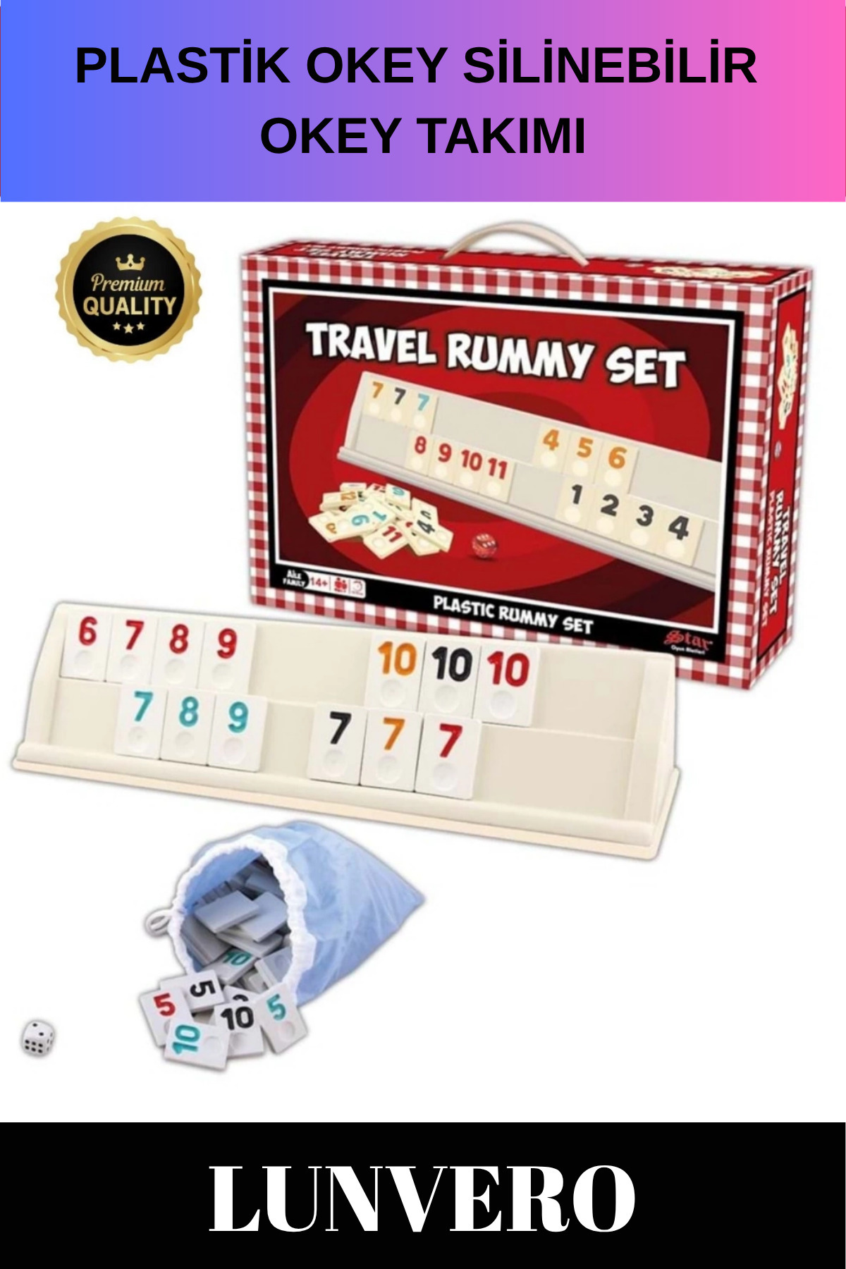 Lunvero Özel Üretim Çizilmez Küflenmez Silinebilir Kir Tutmayan Plastik Okey Takımı