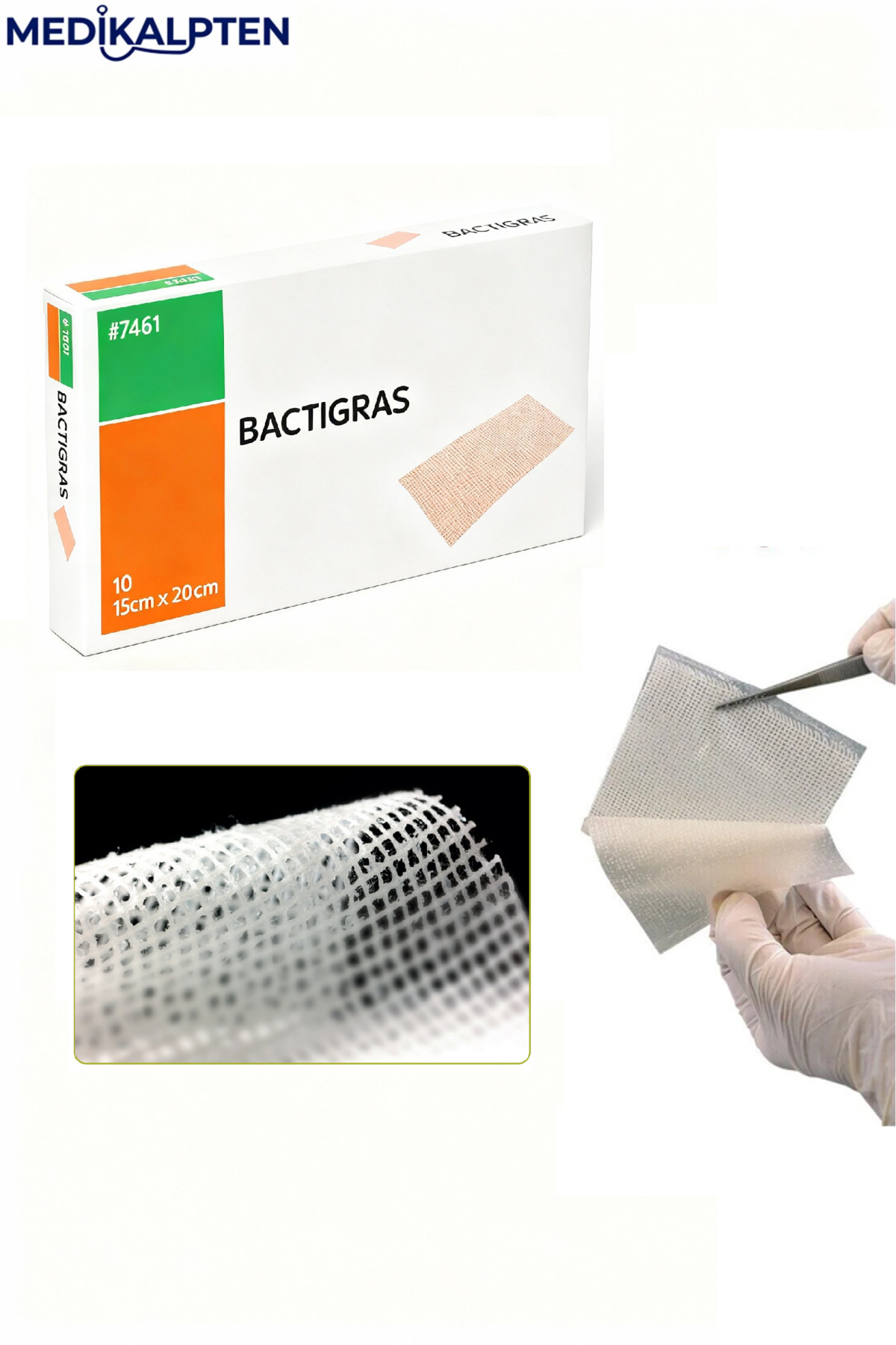 bactigras 15 Cm X 20 Cm Parafinli Antiseptik Tül Sargı Yara Bakım Örtüsü 10 adet