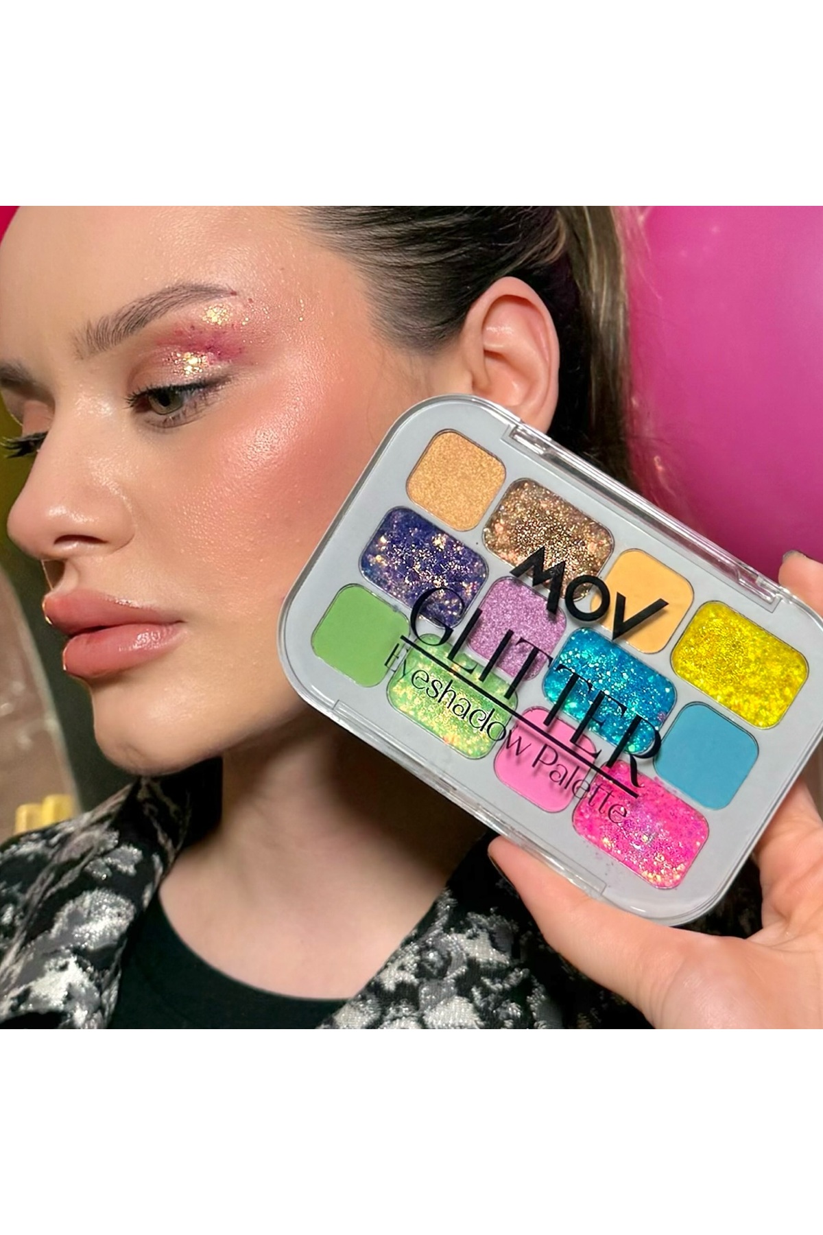 Glitter Beauty Set – 12’li Far Paleti No:04 + Lip Oil Pink (Işıltılı Kombin) — no:4 — تصویر 2 از 3