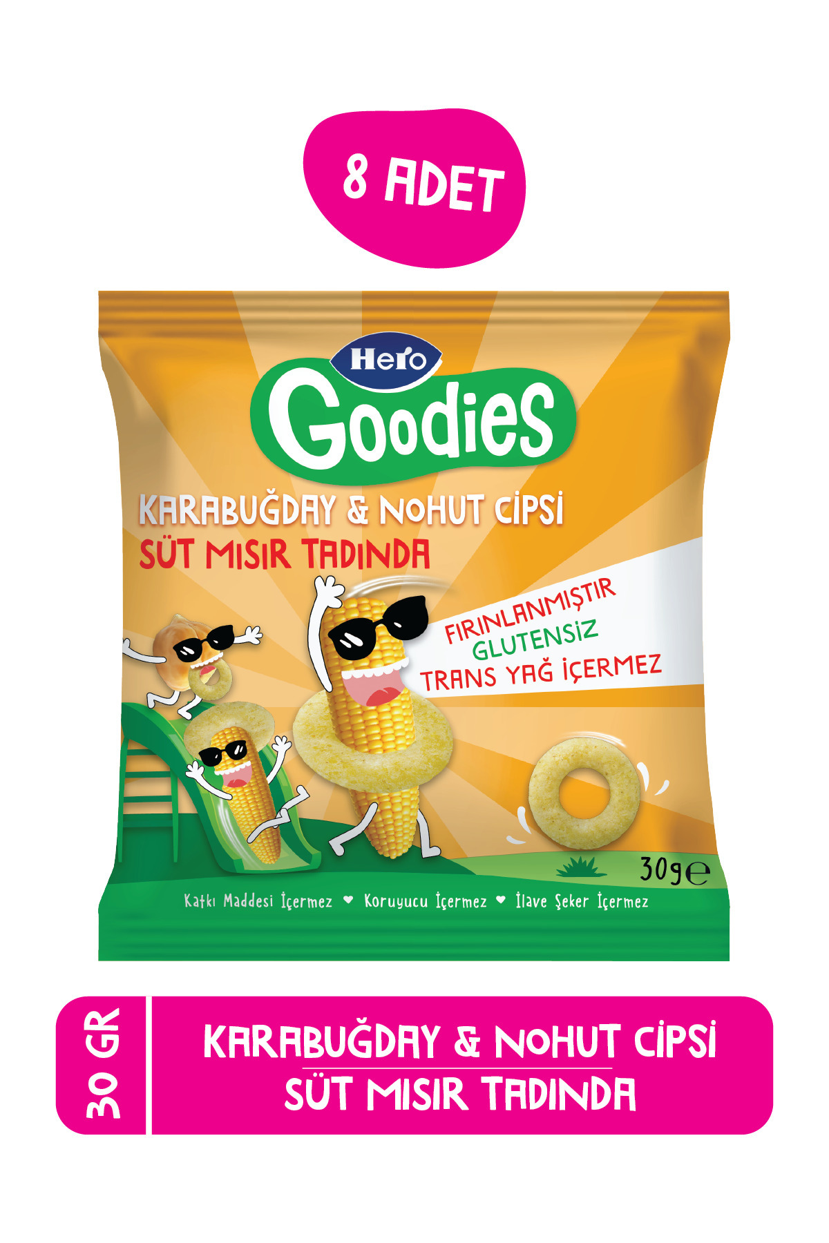 Hero Goodies Süt Mısırlı Sağlıklı Cips 30g X8