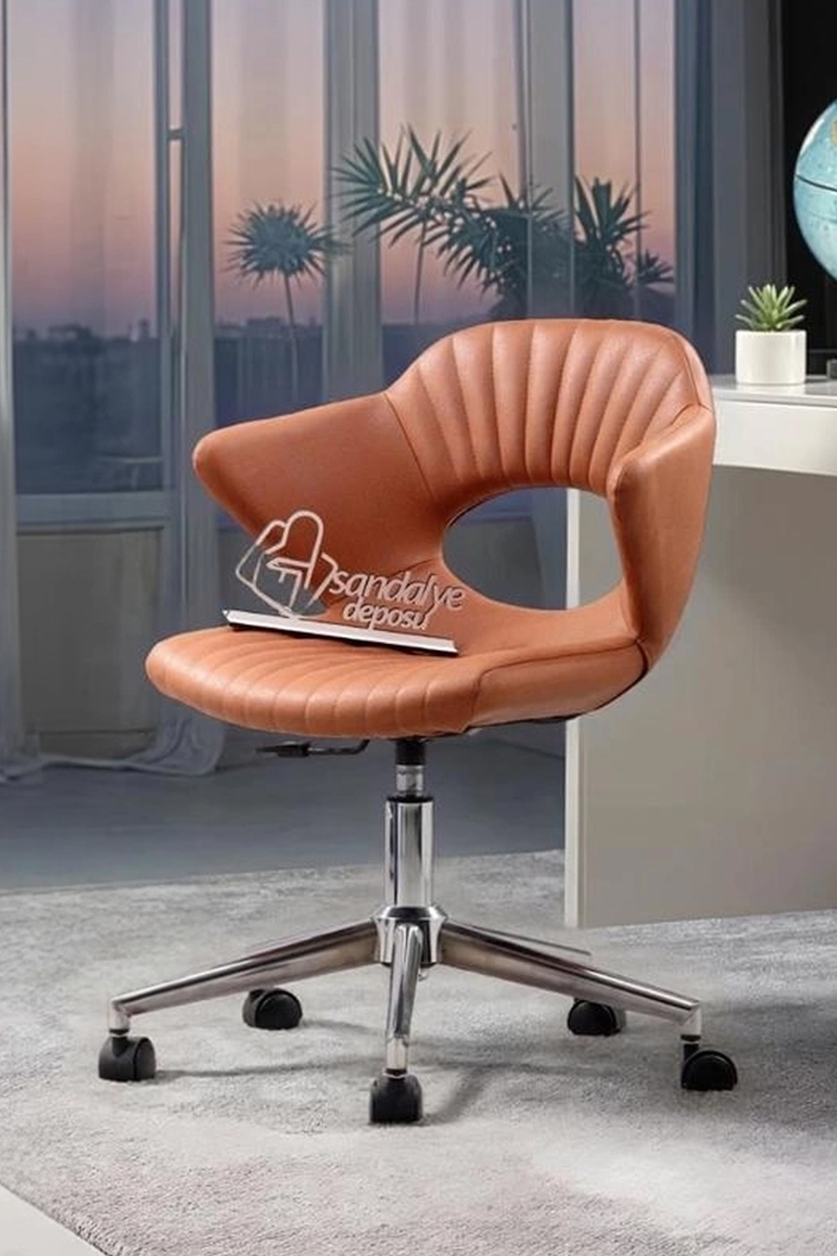 SandalyeDeposu Hole Çalışma Sandalyesi Ve Ofis Koltuğu (KAHVE NUBUK)