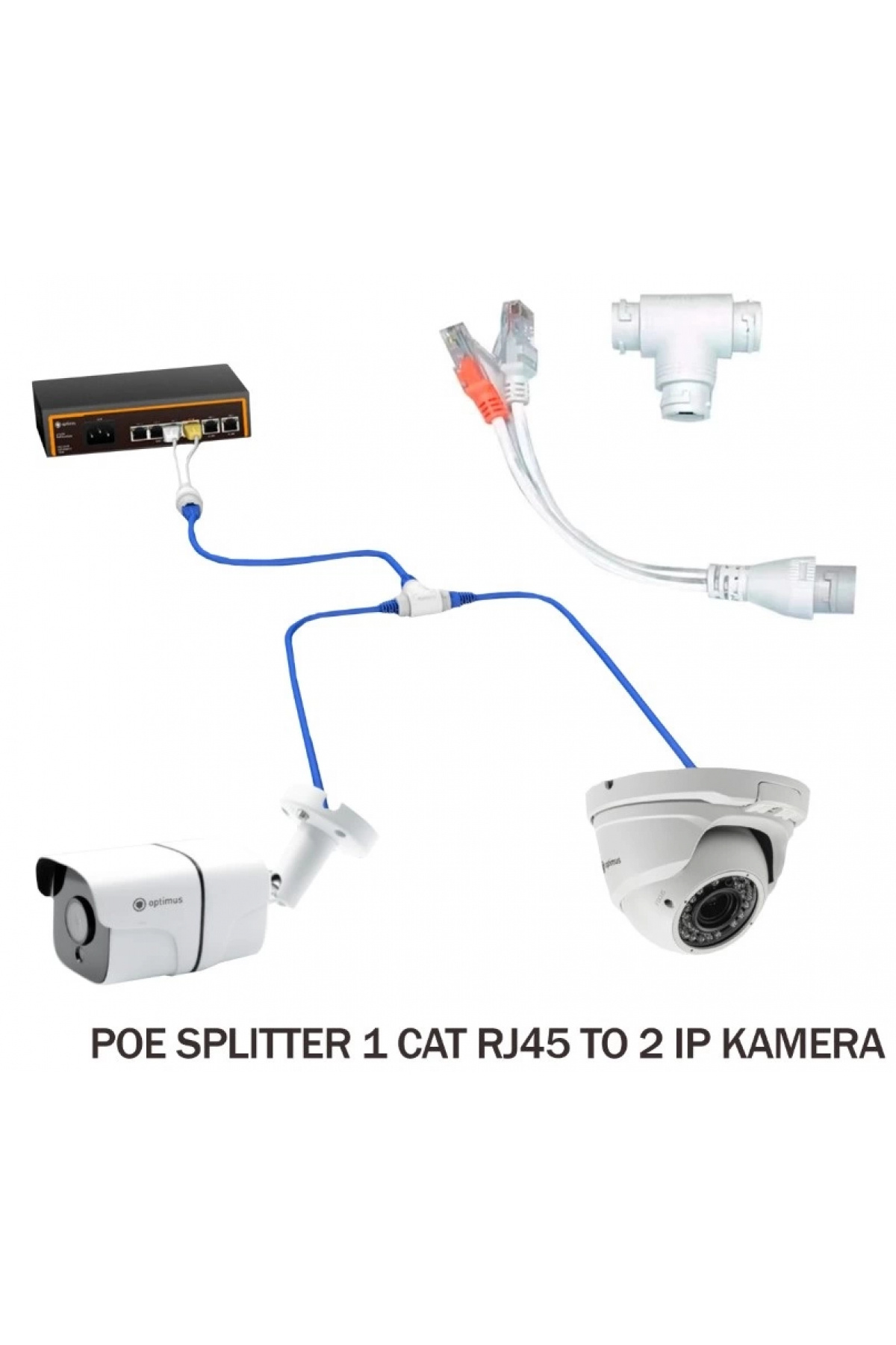 jetucuzal Poe Combiner MUX Tek Kablo 2 POE IP Kamera Çalıştır Splitter