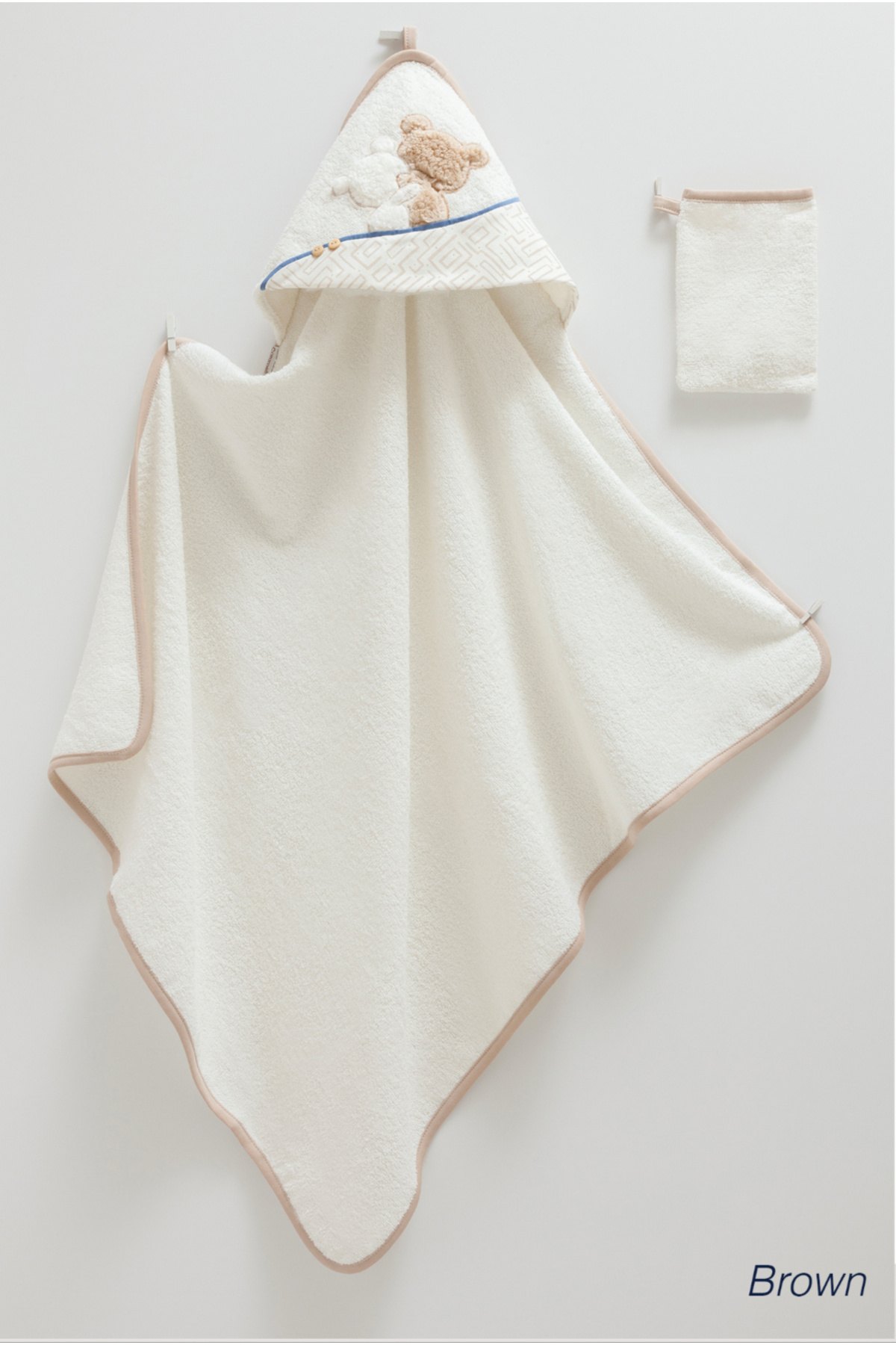 Caramell Yenidoğan Kundak Havlu 82^90 Cm Ve 1 Adet Kese Ayıcık Desenli Kundak Havlu