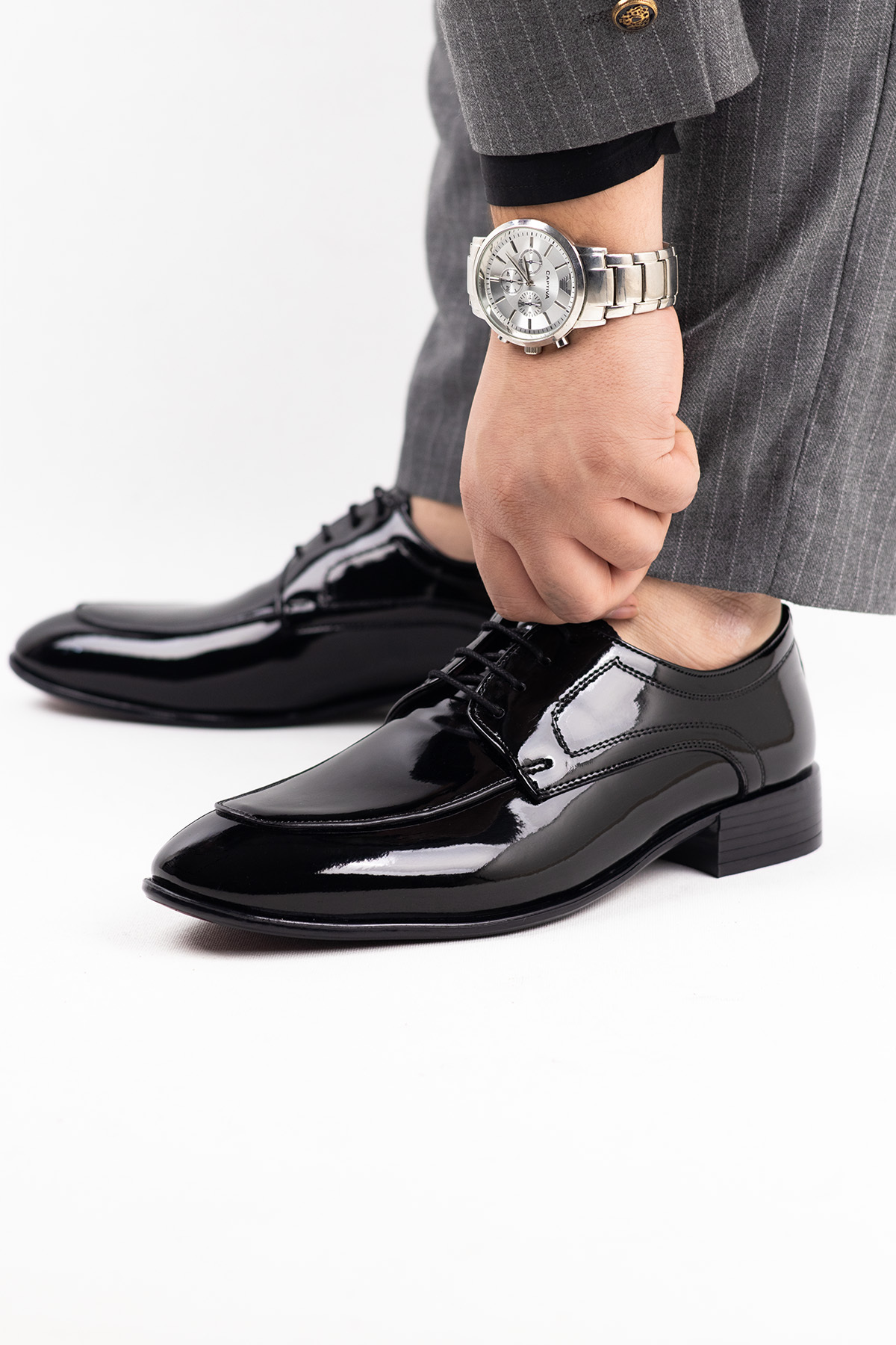 sauron  Klasik Erkek Rugan Ayakkabı Hakiki Dana astarlı Damatlık Takım Elbiseye Uygun R27 - Görsel 7