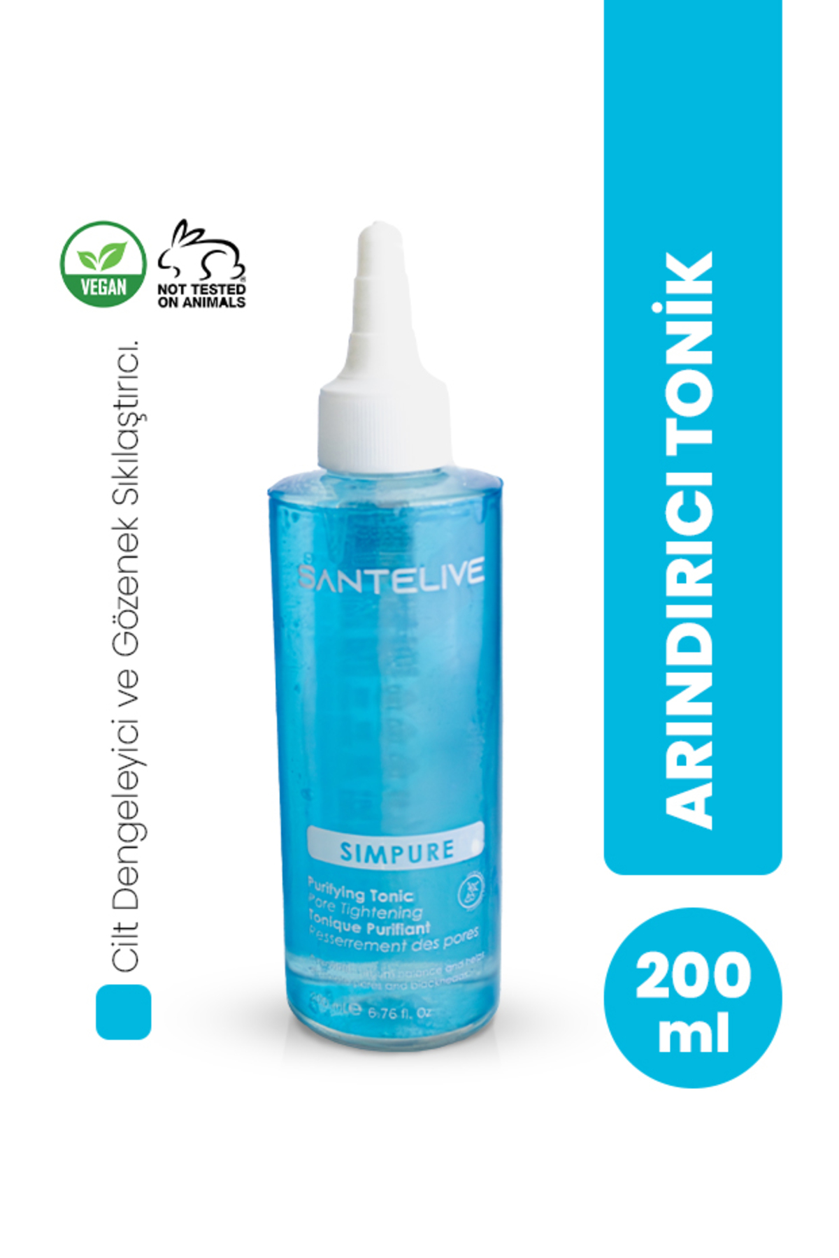 SIMPURE Gözenek Sıkılaştırıcı Tonik AHA BHA Hyaluronik Asit Sebum Dengeleyici 200 ml — SL3001