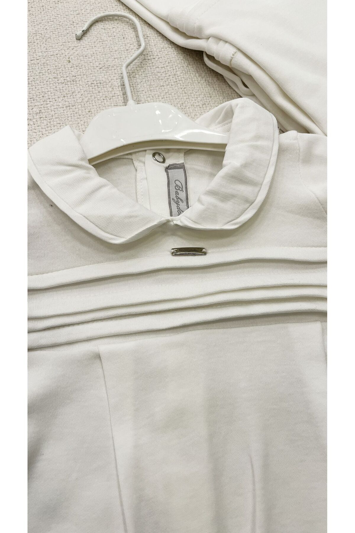 Babydola Erkek bebek organik beyaz bebe yaka hastane çıkış seti 4 parça fotoğrafı 2 (önizleme)