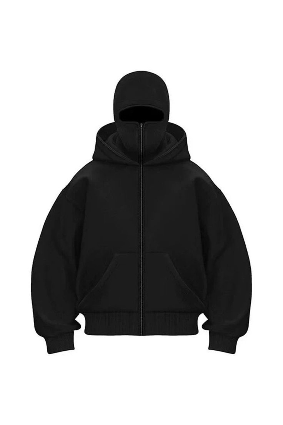 DEEFWEAR Kar Maskeli Fermuarlı Unisex Ninja Hırka/ Balaclava Hırka — مشکی Şerithırka