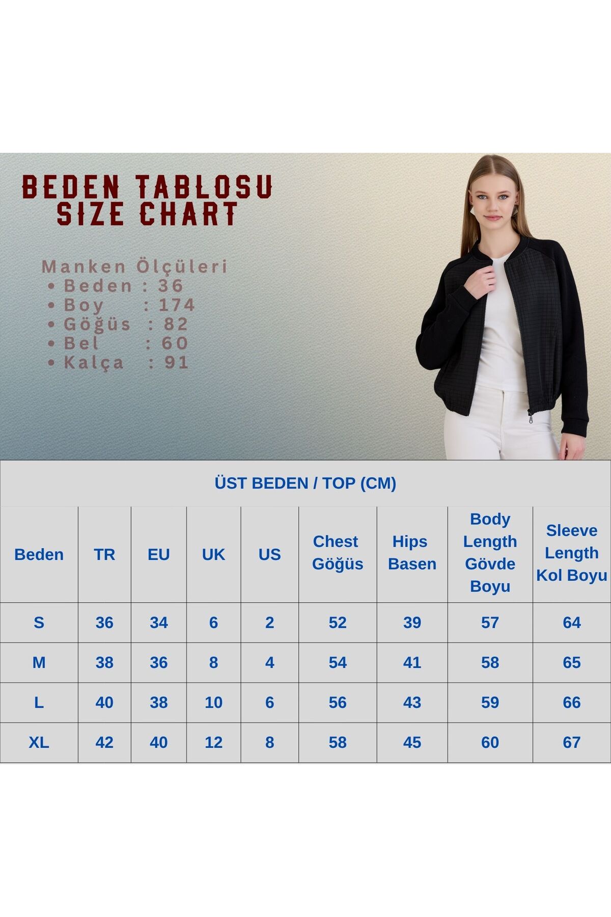Sortie  Kadın Regular Kalıp Midi Boy Triko Kollu Fermuarlı Siyah Renk Mevsimlik Bomber Mont - Görsel 3