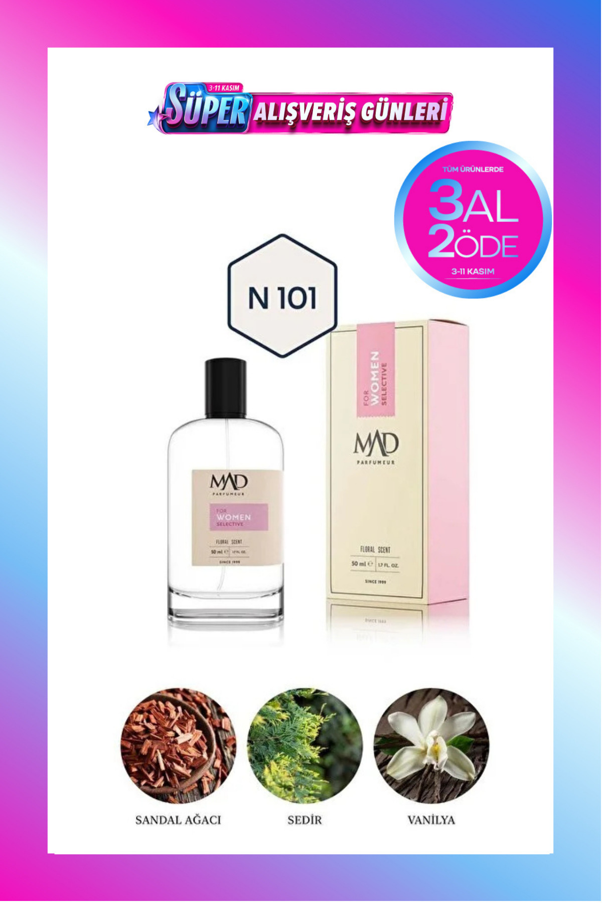 Mad Parfüm Mad N101 Selective 50 ml Kadın Parfüm | 3AL 2ÖDE