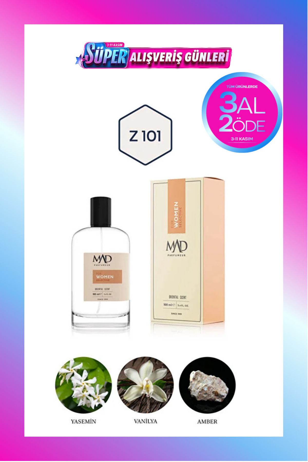 Mad Parfüm Mad Z101 Selective 50 ml Kadın Parfüm | Oryantal - Fresh
