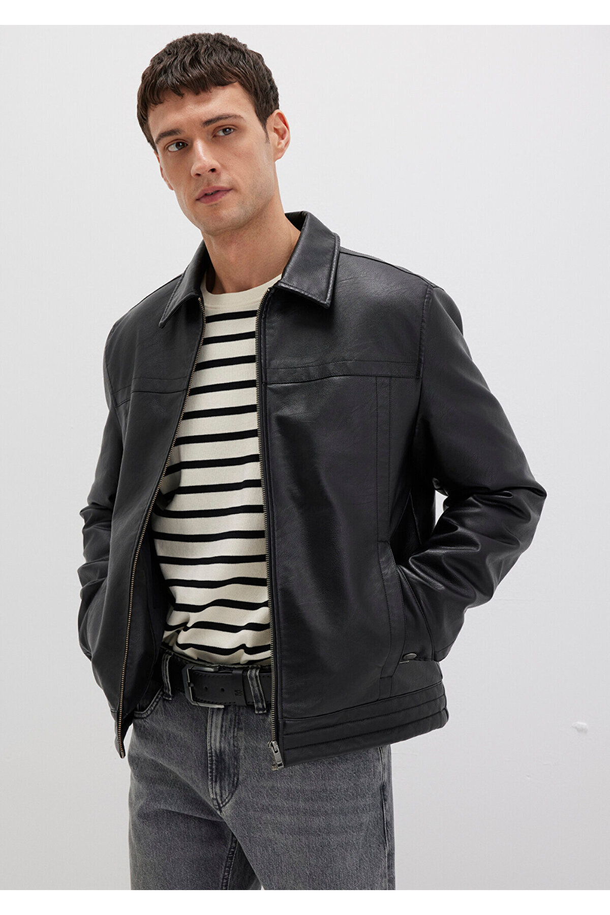 Mavi Erkek Siyah M0110635-71379 Deri Ceket