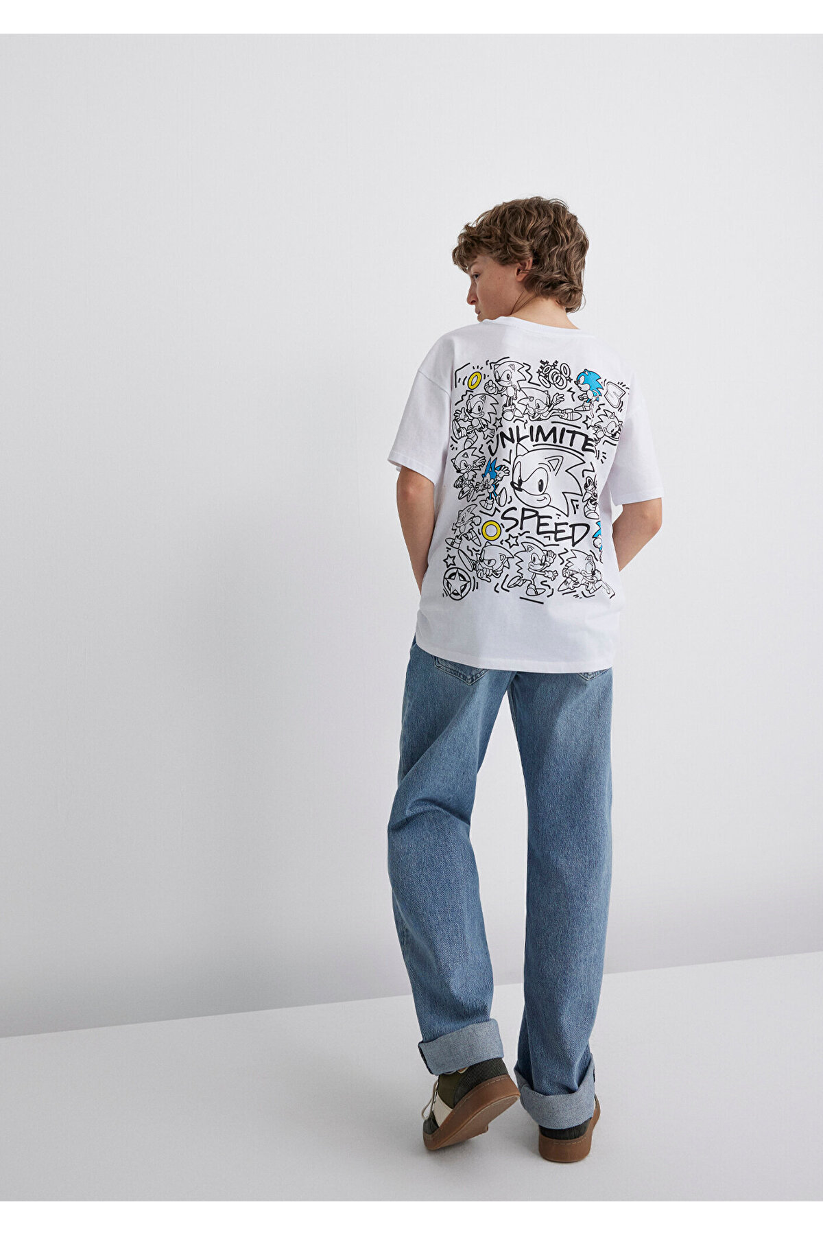 ماوی تی‌شرت طرح سونیک سایز بزرگ / برش عریض ۶۶۱۰۳۰۶-۶۲۰