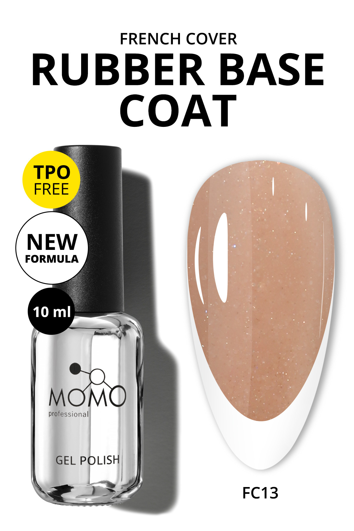 MOMO professional لاک پایه لاستیکی French Cover Fc13، برنز تیره با اکلیل طلایی، 10 میلی لیتر، بدون TPO — طلایی 8860101A11S09FC01