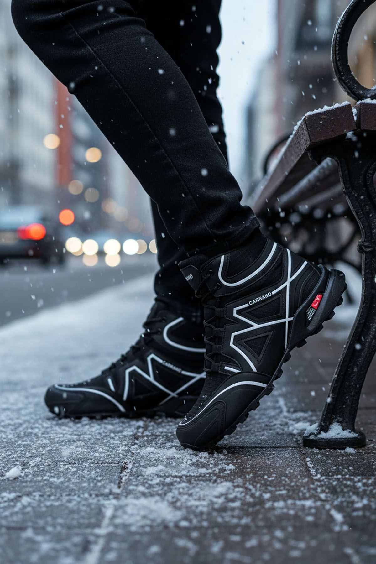 BIG KING Siyah Beyaz Outdoor Trekking Erkek Bot