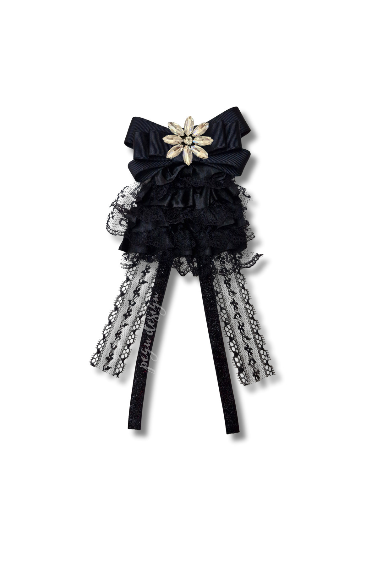 SHİNE SERIES BLACK RIBBON BROOCH,SCHOOL WORK , SHIRT JACKET COLLAR FLOWER