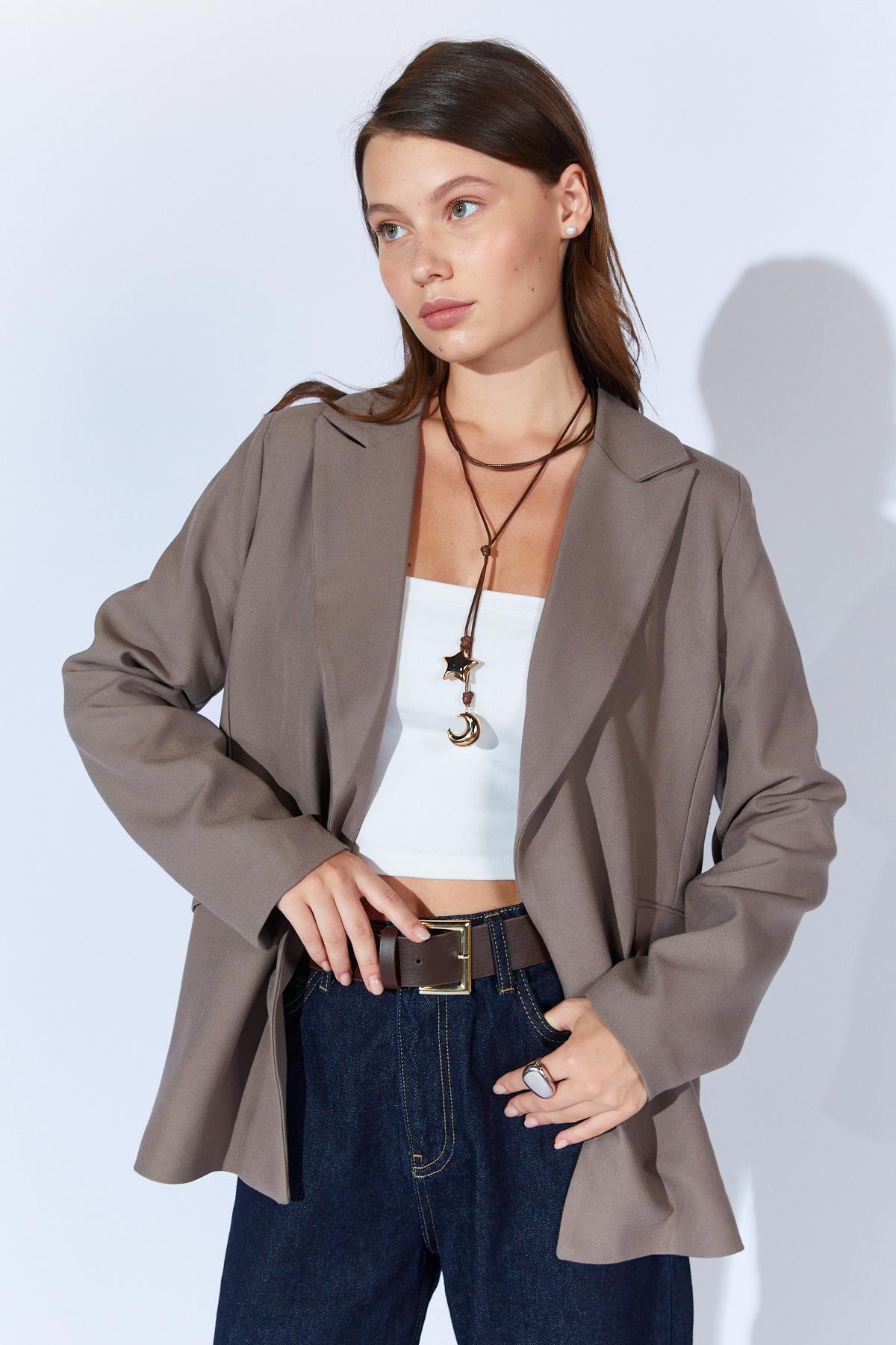 Women's Mink Sleeve Folding Blazer Poly Viscose Jacket