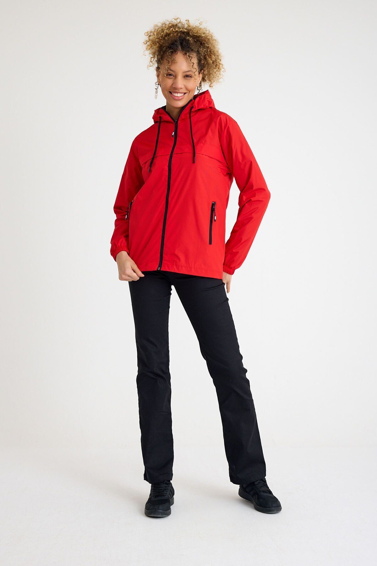 comstar  Kadın Içi Astarlı Suya Dayanıklı Kapüşonlu Cepli Yağmurluk - Görsel 4