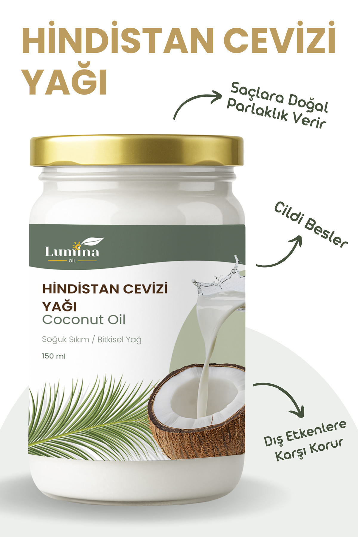 LUMİNAOİL Hindistan Cevizi Yağı 150 ml (Soğuk Sıkım)