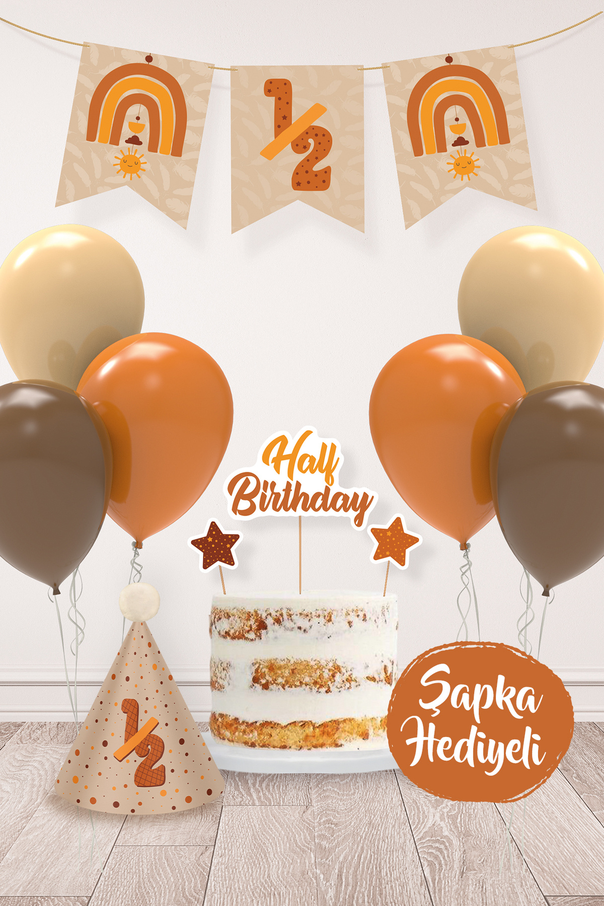 Hey Parti Bohem Yarım Yaş Partisi 6 Aylık Doğum Günü Parti Seti - Tiny