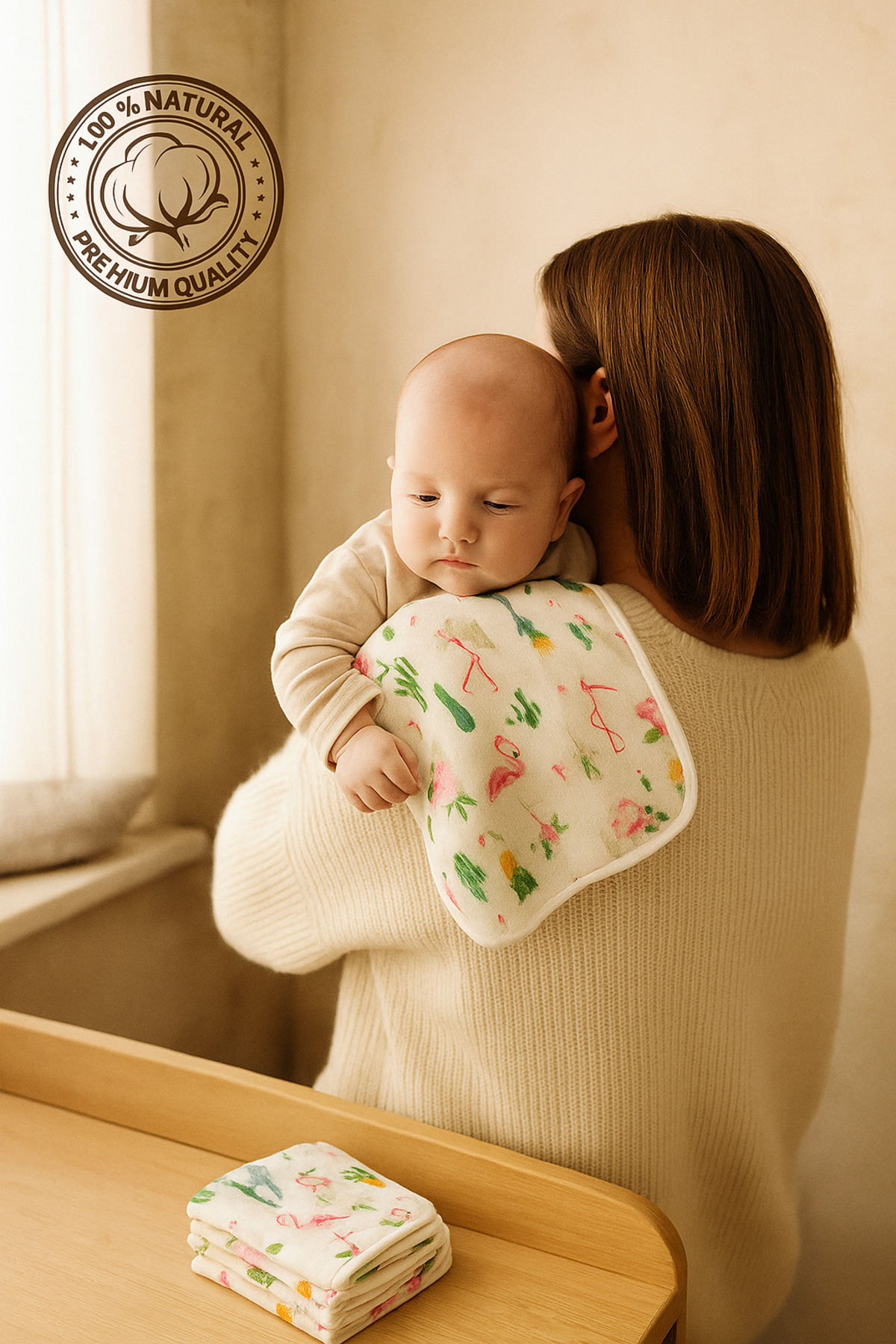 PAMUQ BABY 2'li Desenli Müslin Anne - Bebek Omuz Geğirme Mendili %100 Pamuk 50x25 Cm