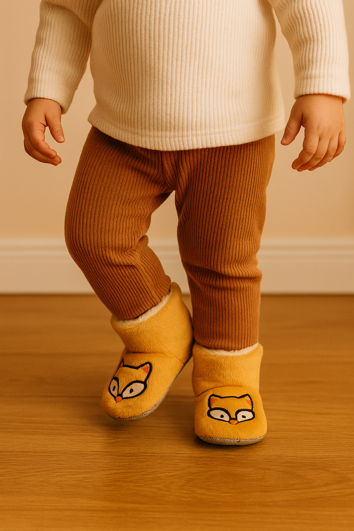 Children's Snoozies, Baby Home Boots, Cute Embroidered Baby Snoozies with Animal Pattern
