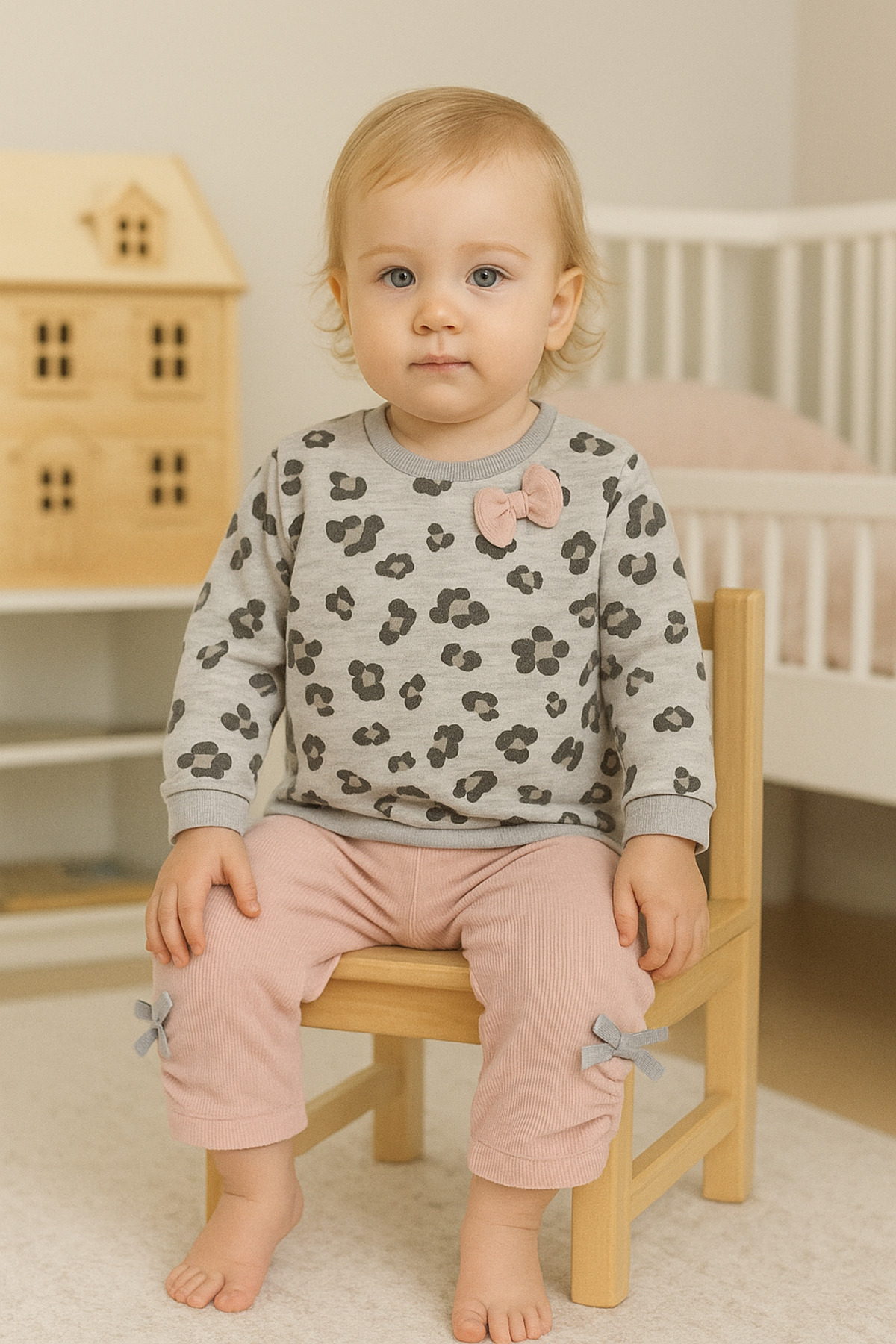 Pamuklu Kız Pembe Bebek Takım 3-6/6-9/9-12/18-24 Ay