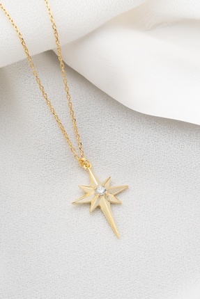 Two Arts Kadın 925 Ayar Gümüş Kuzey Yıldızı Kolye | Hediye Kutusunda